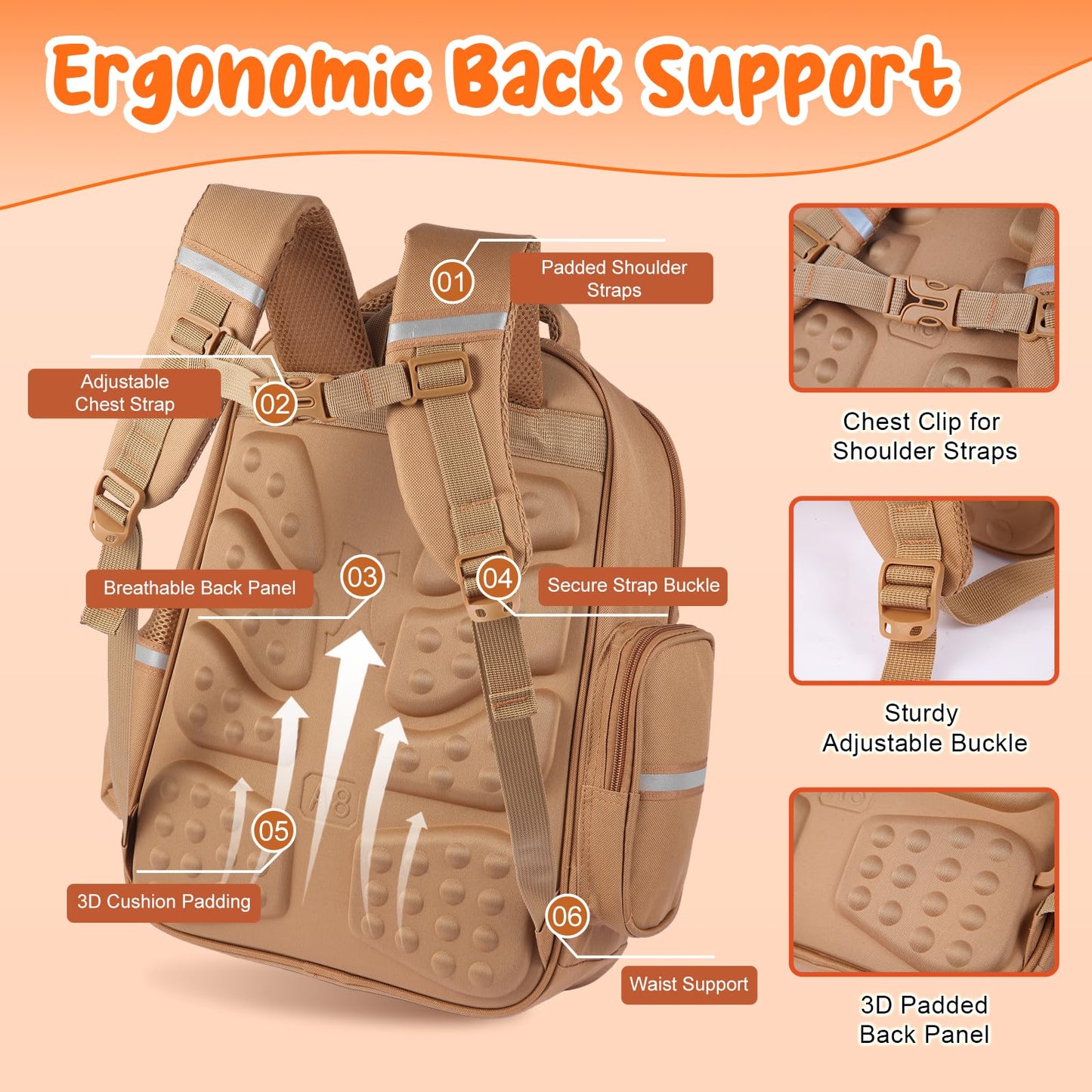 Capybara Backpack 24 Pcs Mochila Capibara Cute Kapibara Daypack Funny Going Out Cartoon Laptop Travel Casual Bag Gifts (Khaki)