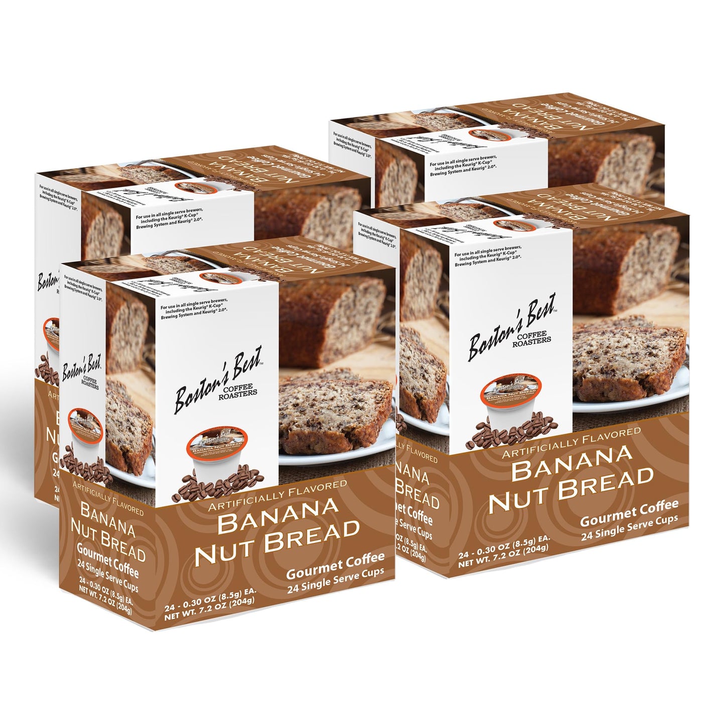 Boston’s Best - Banana Nut Bread Flavored Delicious Gourmet Coffee Compatible with Keurig Coffee Maker, 24 Count (Pack of 4)