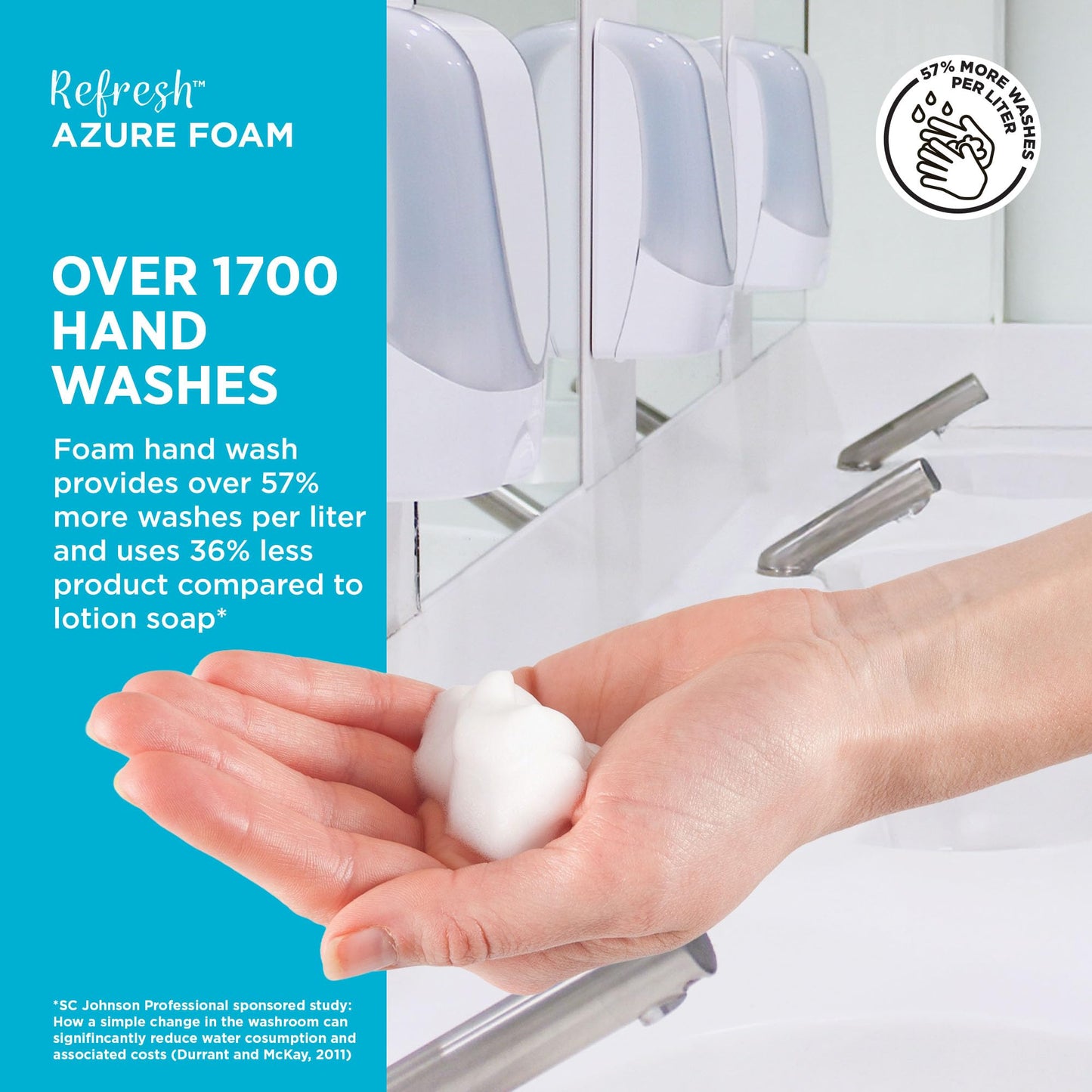 SC Johnson Professional REFRESH AZURE FOAM HAND SOAP 1.2 LITER TOUCH FREE, 3 PACK