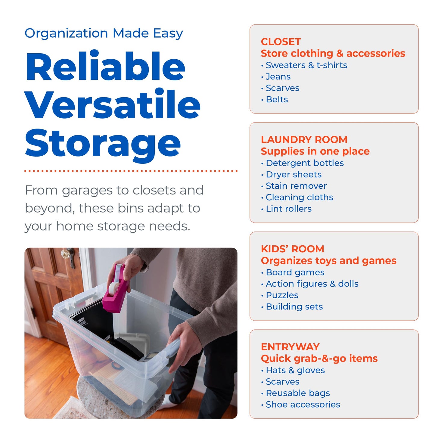 Hefty 32 Qt Hi-Rise Storage Bin with Lid, Stackable Plastic Storage Container, Organizer for Home, Garage & Closet, 6 Pack, Gray