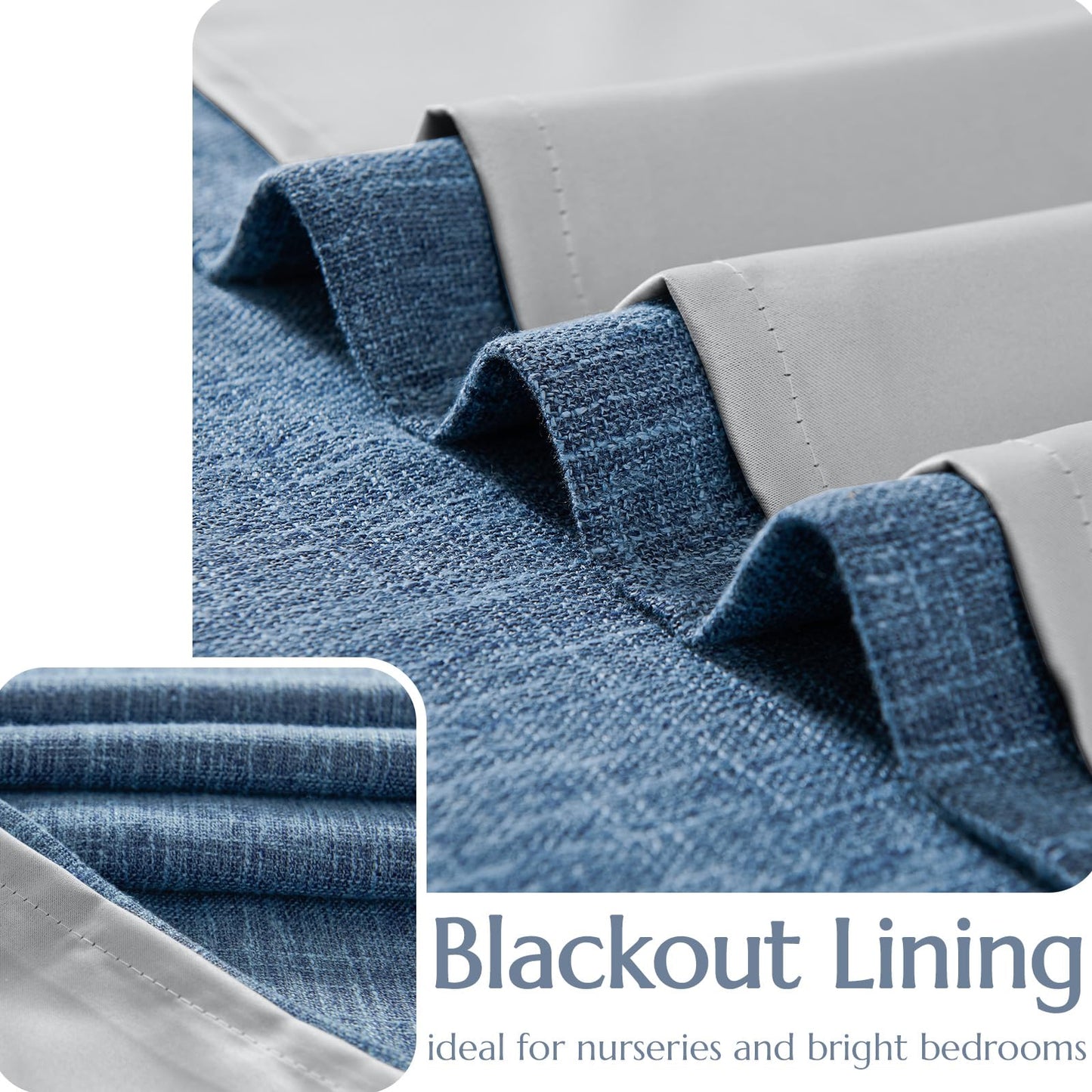 jinchan Burlap Look Curtains Blackout Curtains for Bedroom Lined Linen Textured Curtain for Living Room 84 Inches Long French Country Farmhouse Window Curtains 2 Panels Blue Curtains