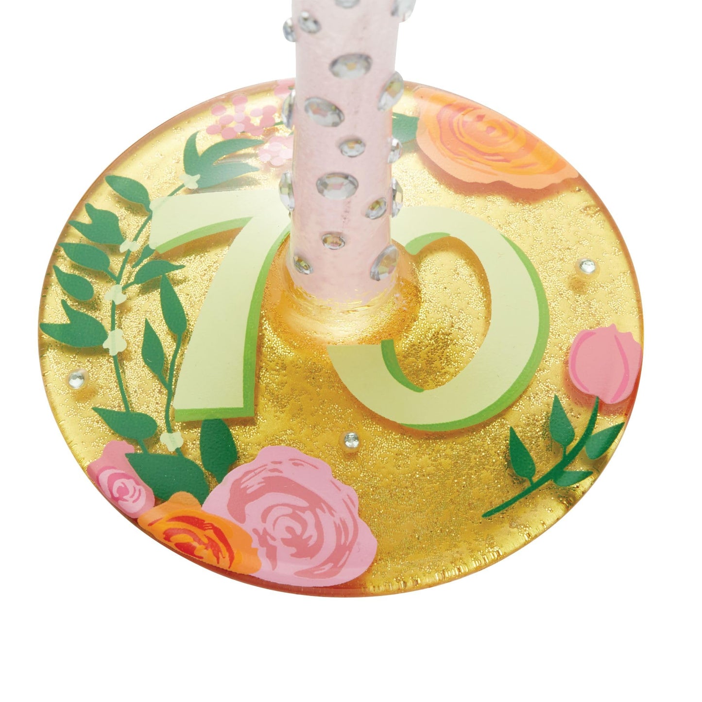 Enesco Designs by Lolita Happy 70th Birthday Hand-Painted Artisan Wine Glass, 15 Ounce, Multicolor
