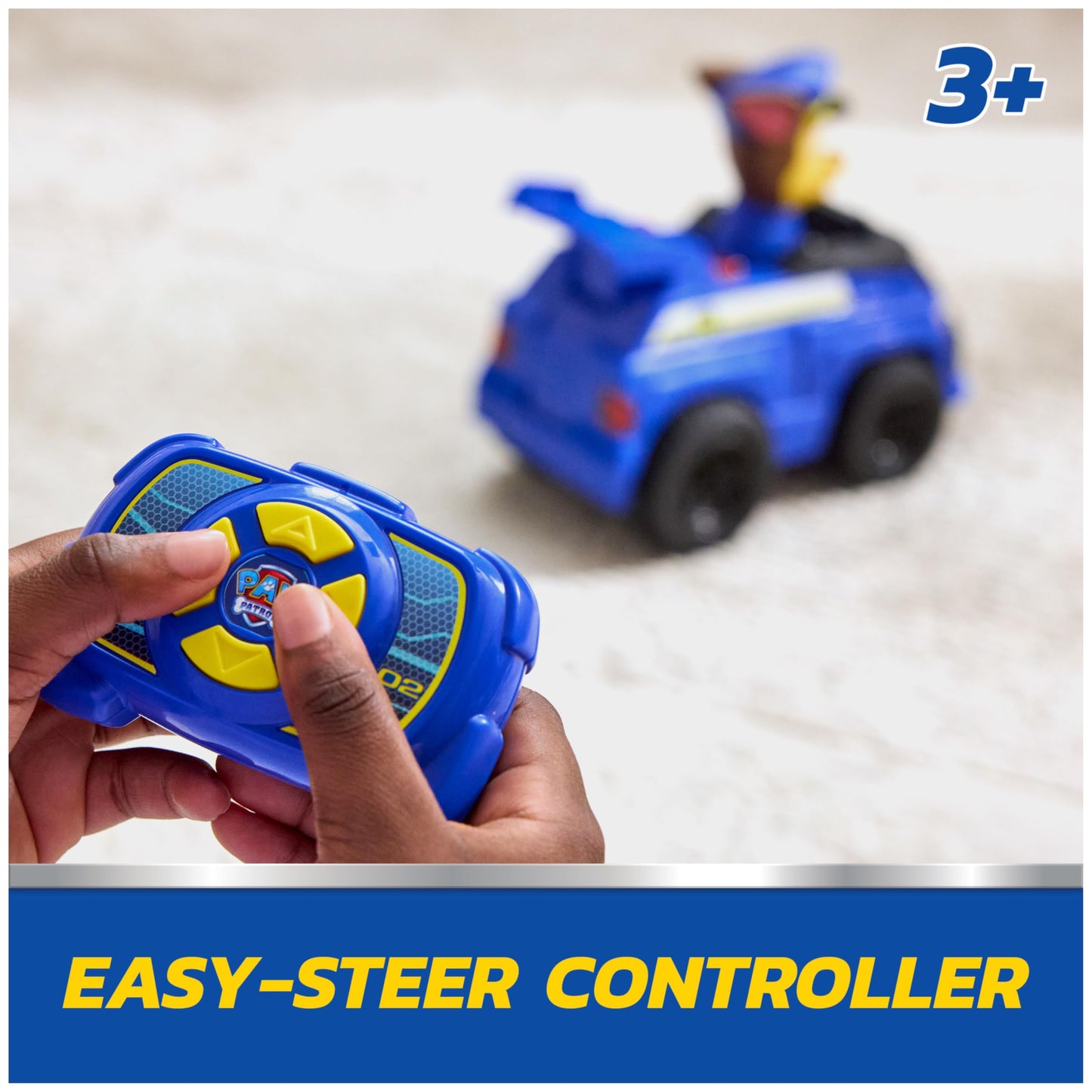 PAW Patrol Chase RC Action Cruiser, Remote Control Car with LED Lights & Easy-Steer Controller, Pretend Play Kids Toys for Boys & Girls Ages 3 and Up