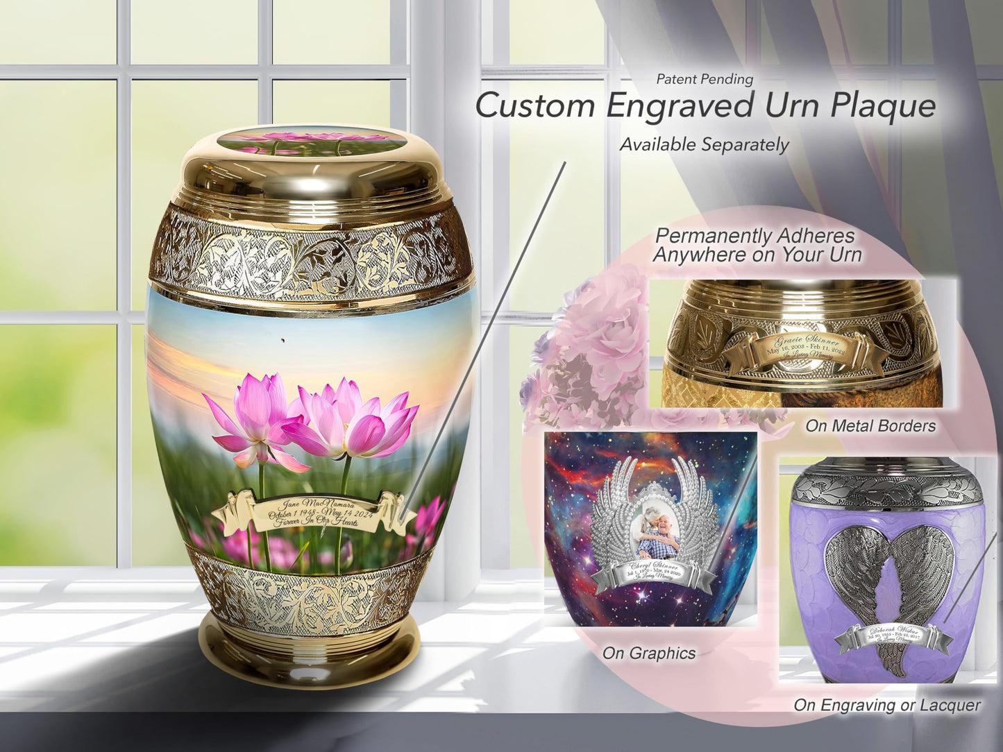 Lotus Tranquility Cremation Urn for Ashes for Women Decorative Urns - Personalized Beautifully Handcrafted Urns for Human Ashes Adult Female, Mom, Sister or Daughter