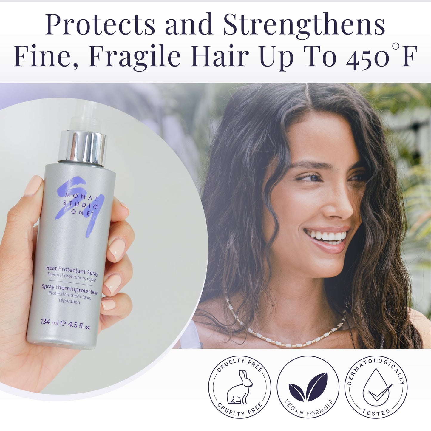 MONAT STUDIO ONE Heat Protectant Spray - 4.5 fl oz | Lightweight, Thermal Shield, Plant Protein & Algae Extract