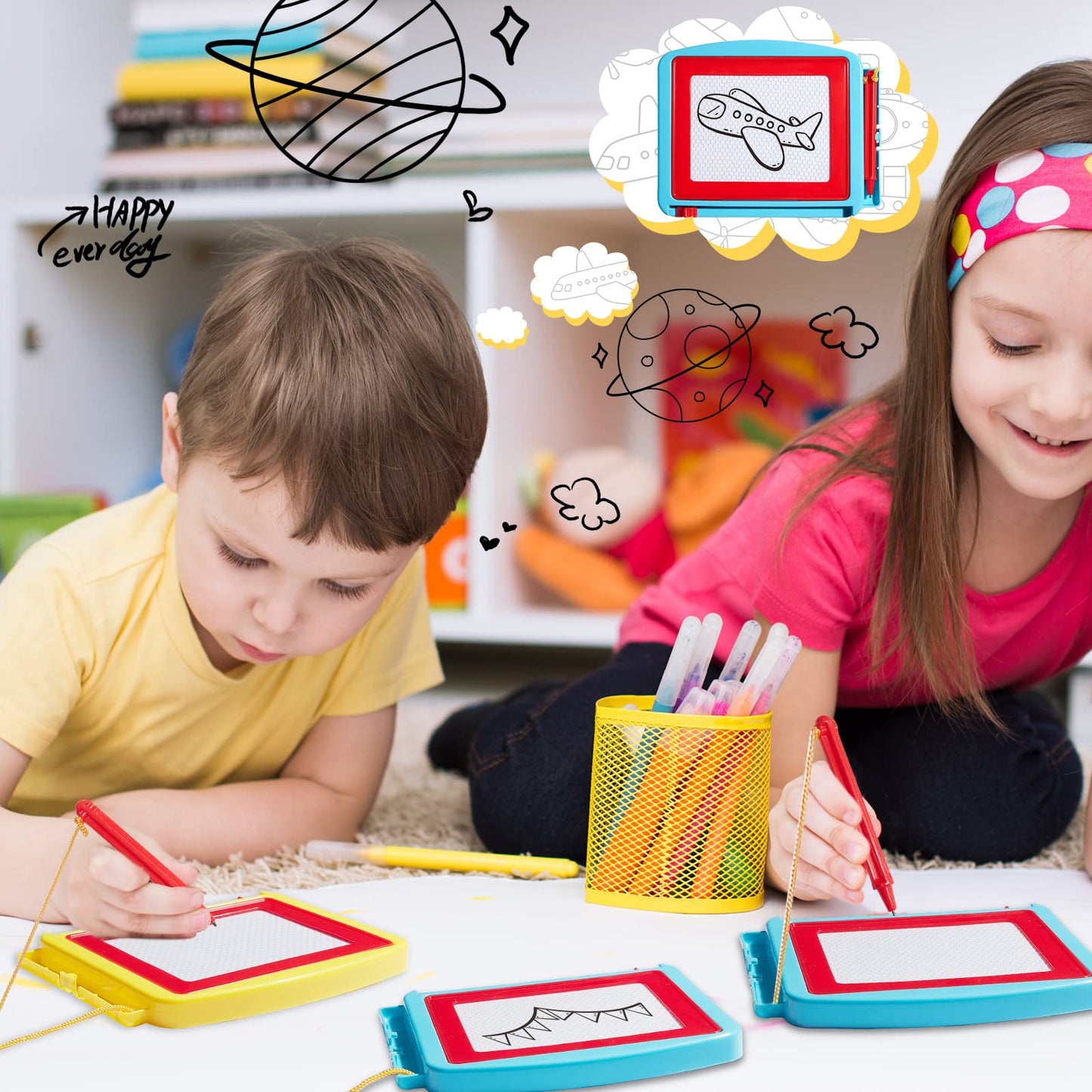 24 Pieces Mini Magnetic Drawing Board for Kids Toddler, Erasable Small Doodle Drawing Board Bulk Writing Painting Sketching Pad Toy for Classroom Rewards Party Favors Student Gifts(Classic)