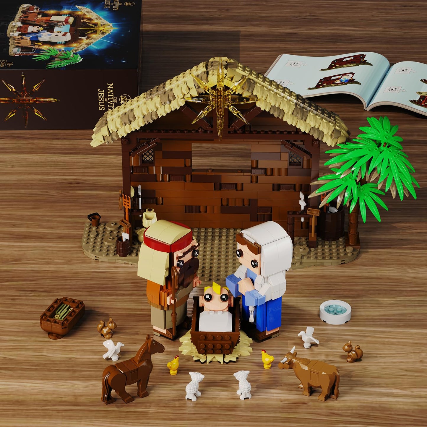 Jesus Building Block Set, The Nativity Set,Compatible with Lego,Jesus Building Toy of Faith Series, Bible Story Jesus Figures with LED Light, Christmas, Christian Gift for Adults and Kids (1000 PCS)
