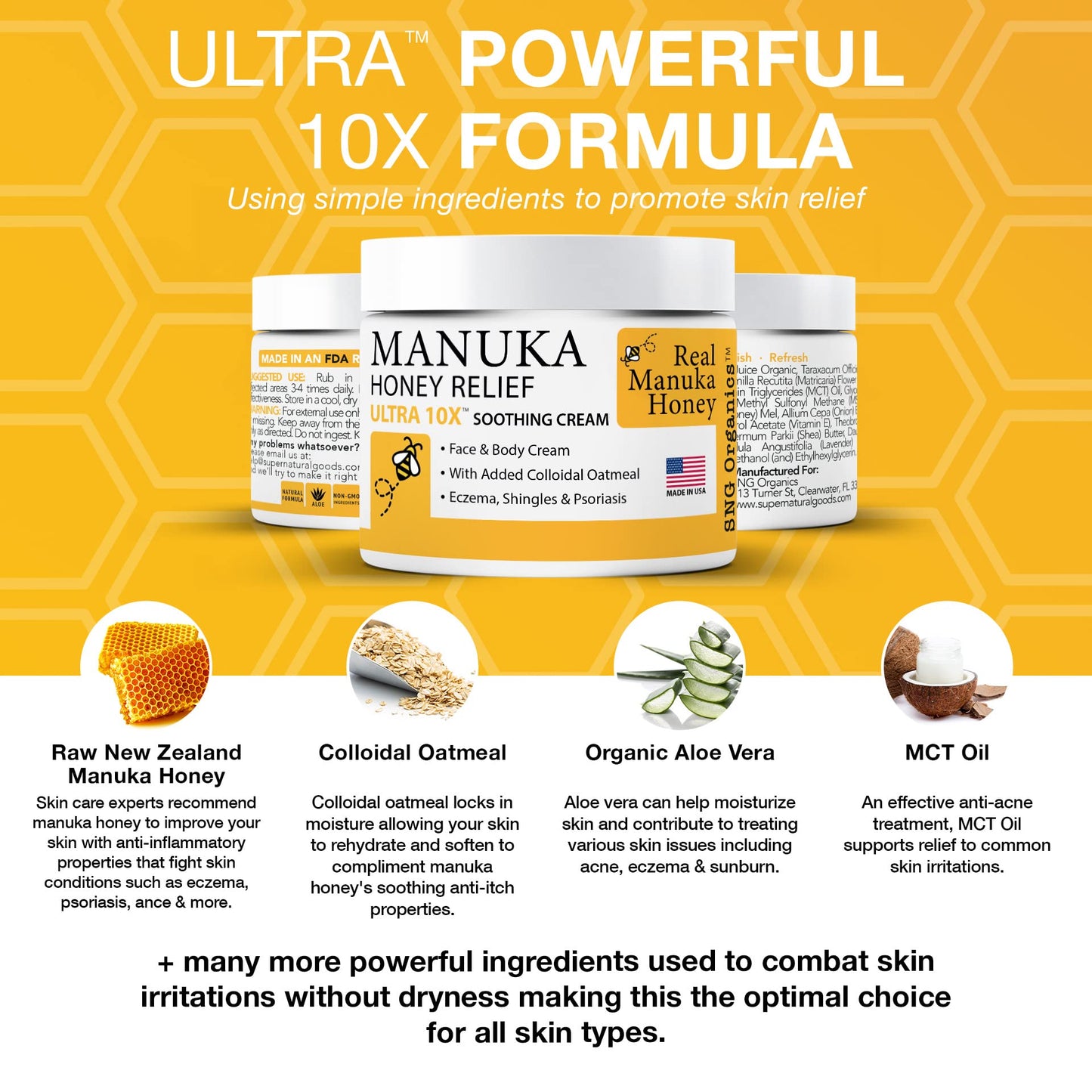 Manuka Honey Eczema Cream (8oz) Moisturizing Lotion Treatment Relief - Itchy, Dry Skin Healing Ointment - Skin-Soothing Moisturizer For Kids, Adults, Baby Body Mousse Honey Creme Eczema, Psoriasis