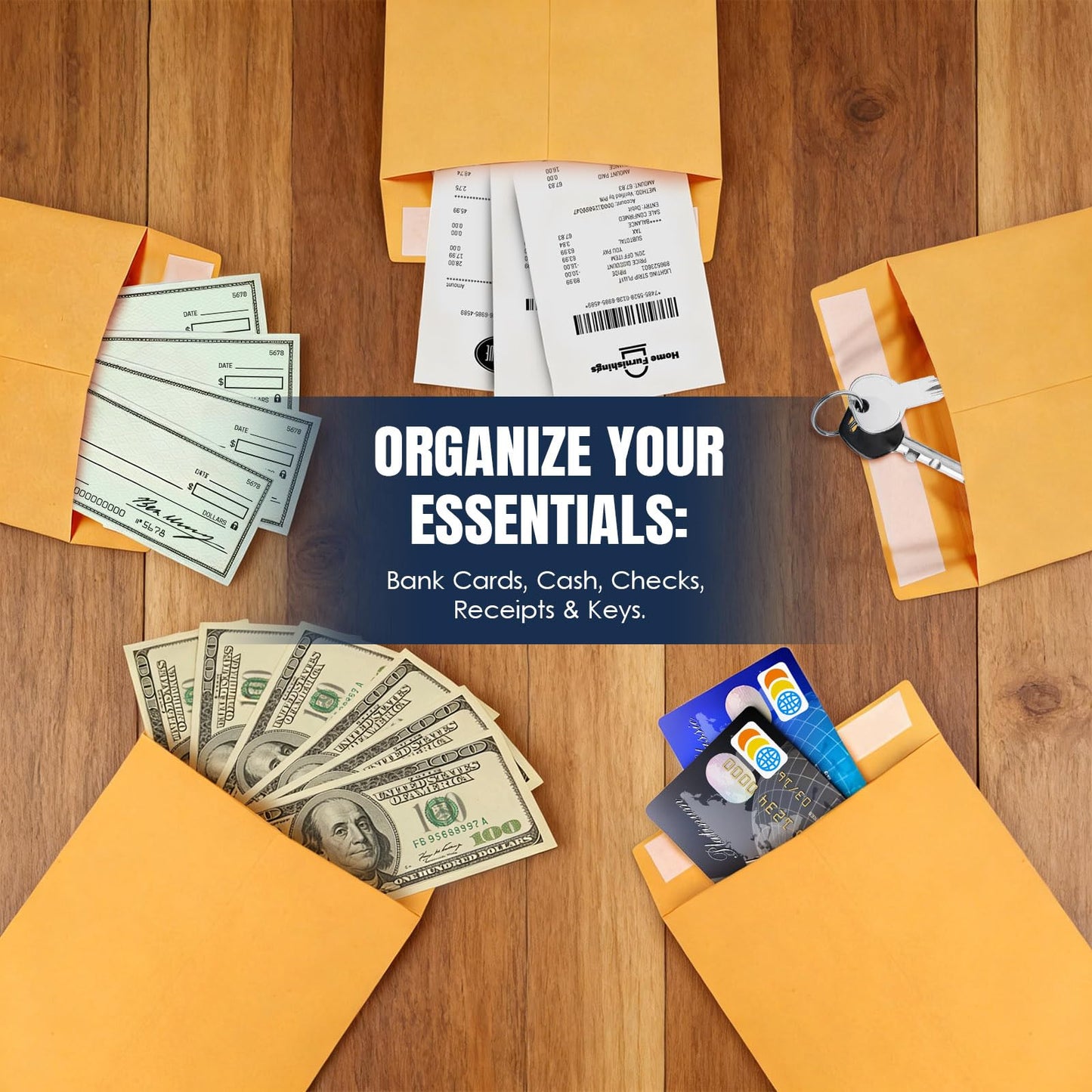 Axzeo #11 Cash Deposit Envelopes, 500-Count Self-Sealing, 28lb Brown Kraft Paper Envelopes for Small Business, Retail, Restaurant