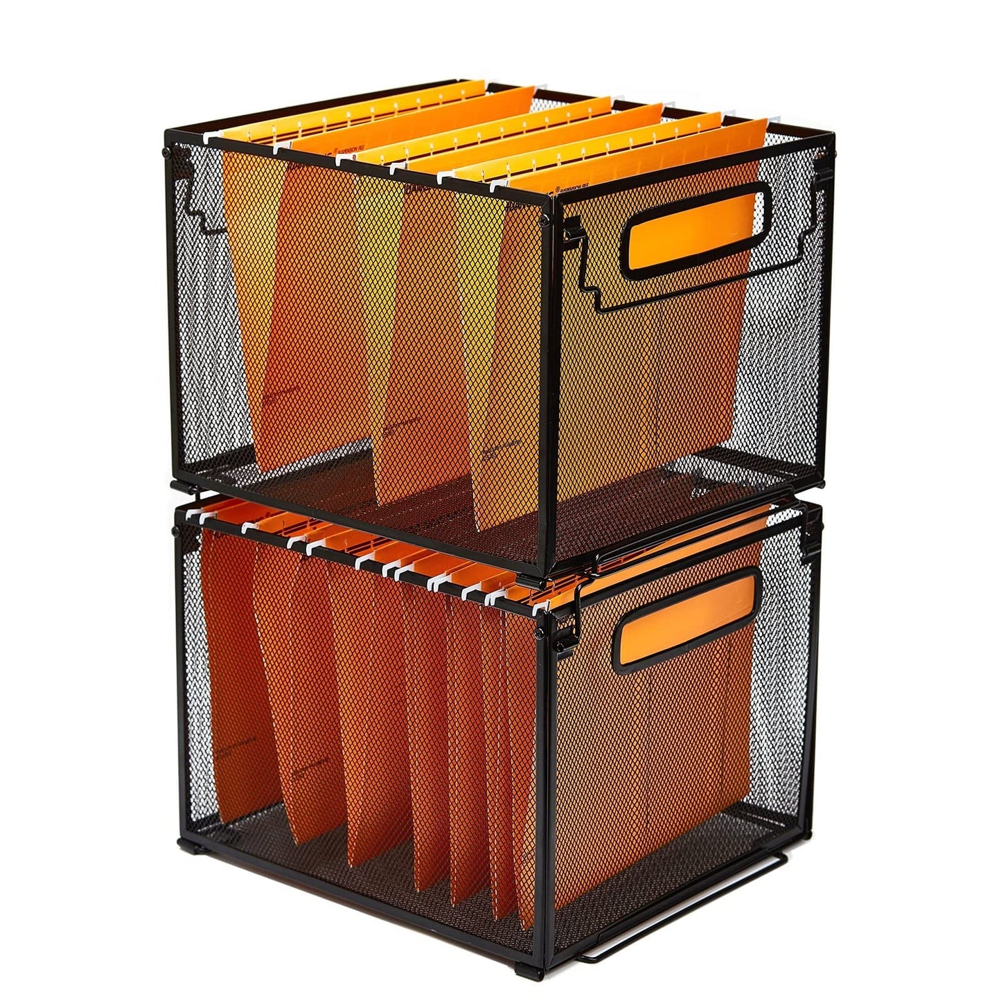 SETTFRFE 2 Pack File Organizer,Metal File Crates for Hanging Folders,Hanging Folder Organizer,Letter Size, Black