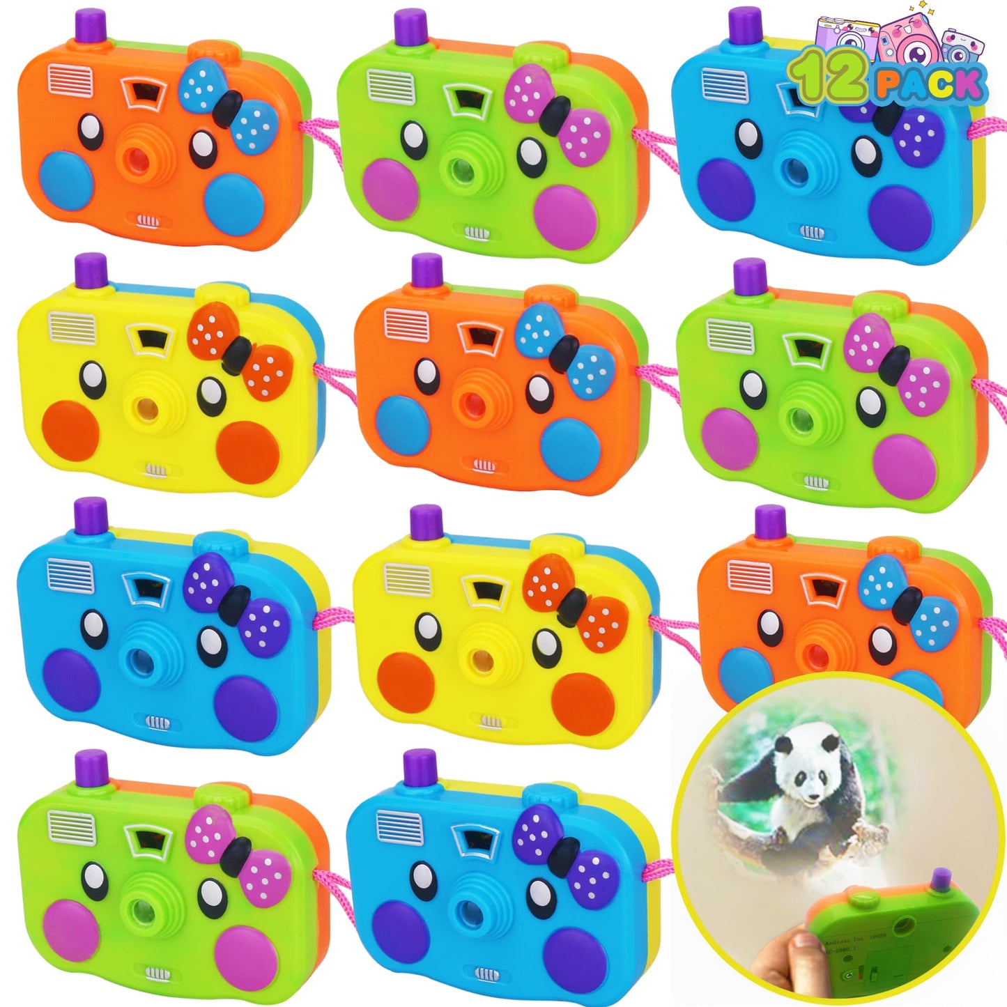 ArtCreativity 2 in 1 Viewfinder Camera with Projector, Set of 12, Battery Operated Projectors with Wild Animal Slides, Great Safari Party Favors, Zoo Party Supplies, & Wild One Party Favors for Kids