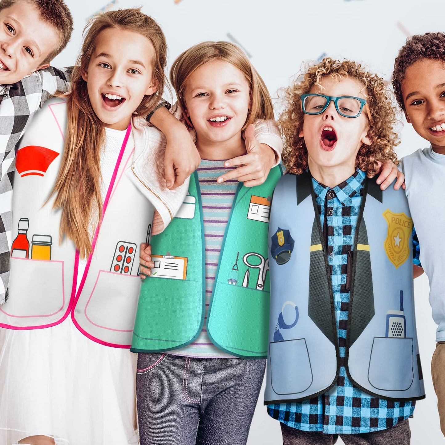12 Pcs Kids Community Helpers Dress Vest Career Cosplay Cloth Costumes Occupation Costume Toddler Dress Clothes for Kids Dramatic Play Toys for Preschool