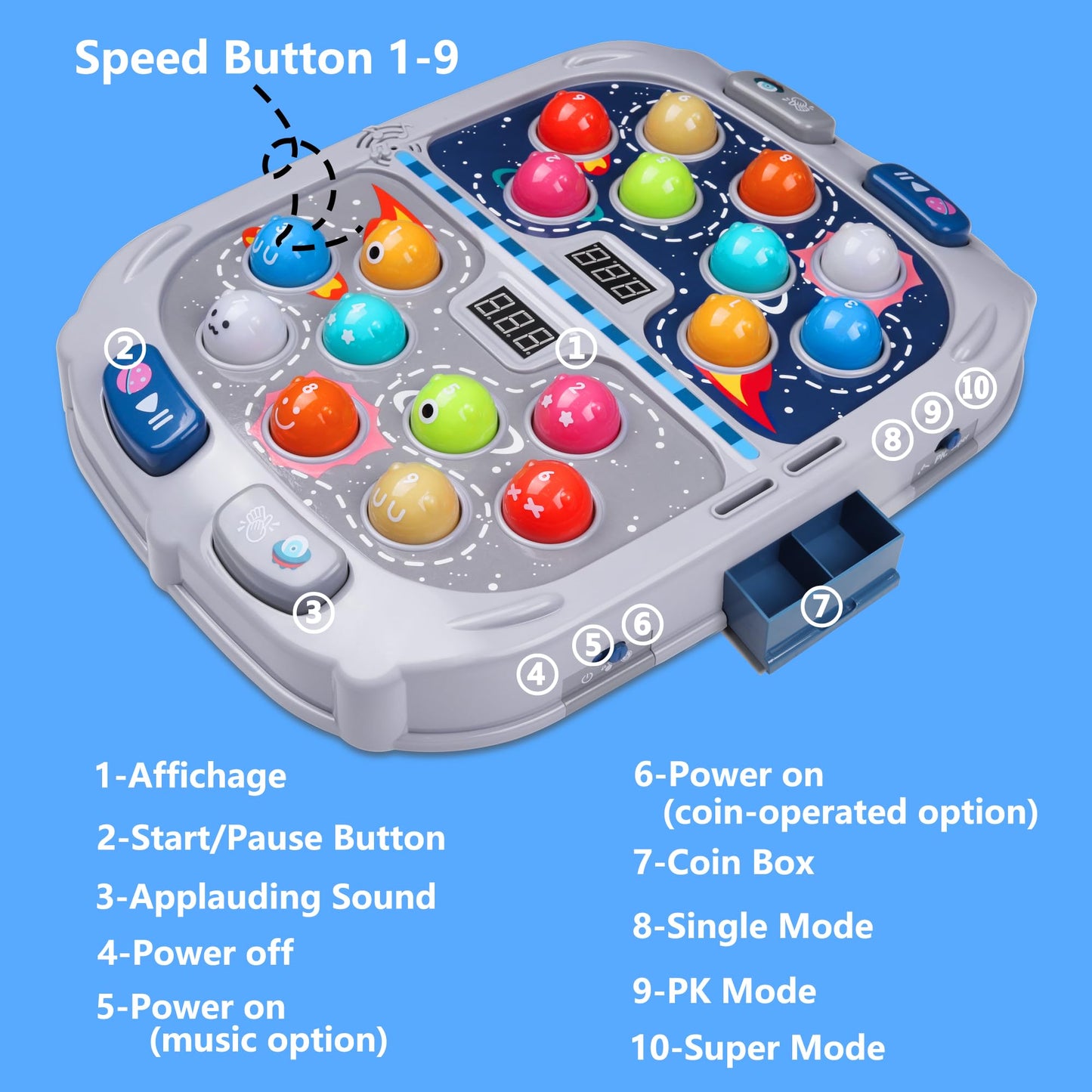 Hammering Pounding Game for Toddlers, Toys for 3+ Year Old Boys, Interactive Pounding Toy for Kids, 9 Speeds for Beginners/The Skilled/Experts to Challenge, 11x15Inch Pounding Toy with Sound and Light