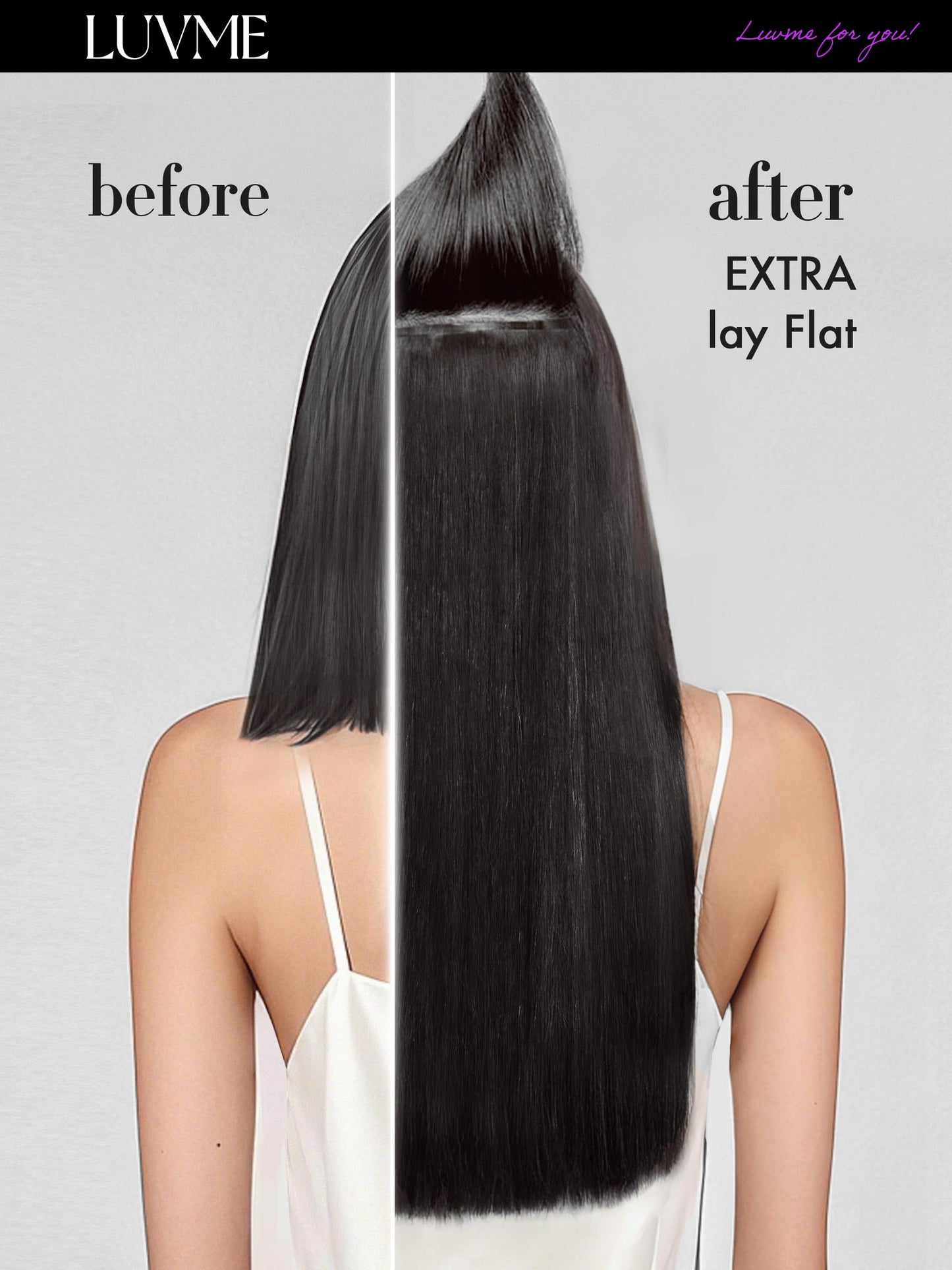 LUVME Straight Seamless 110g 7Pcs Clip in Hair Extensions Full Max with 18inch Remy Human Hair Extensions, Natural Black 100% Real Soft Human Hair Extensions