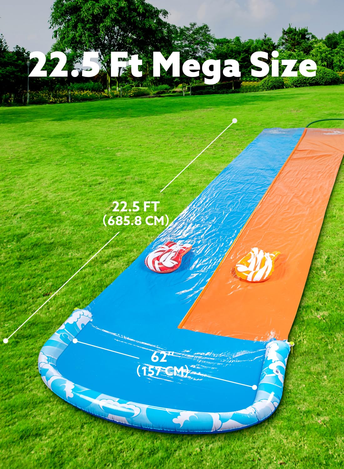 JOYIN 22.5ft Water Slides and 2 Bodyboards, Lawn Slide Summer Slip Waterslides Toy with Build in Sprinkler for Backyard Outdoor Water Fun for Kids