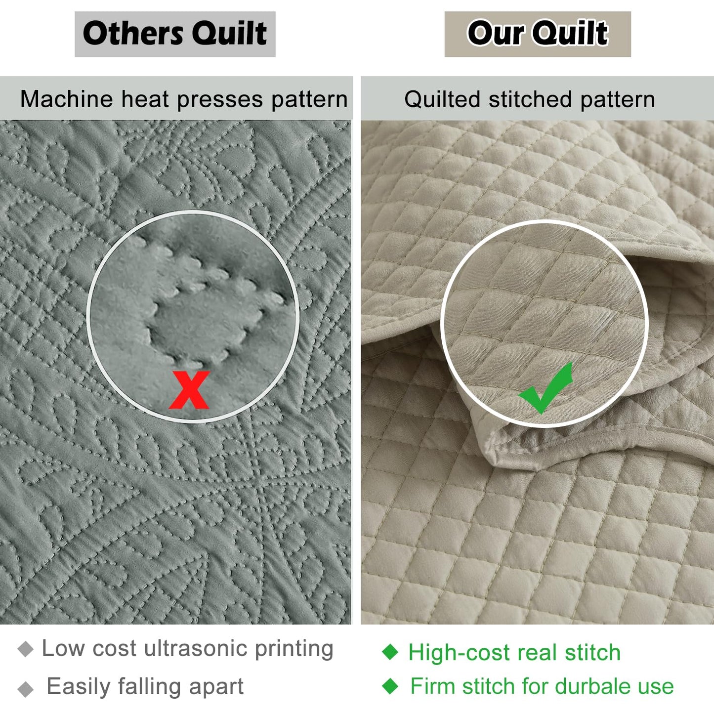 EVENHUG Oversized King Bedspreads California King Quilt Set with Pillow Shams Extra Wide Large King Size Quilts Lightweight Coverlet Bedding Sets Taupe 120"x120"