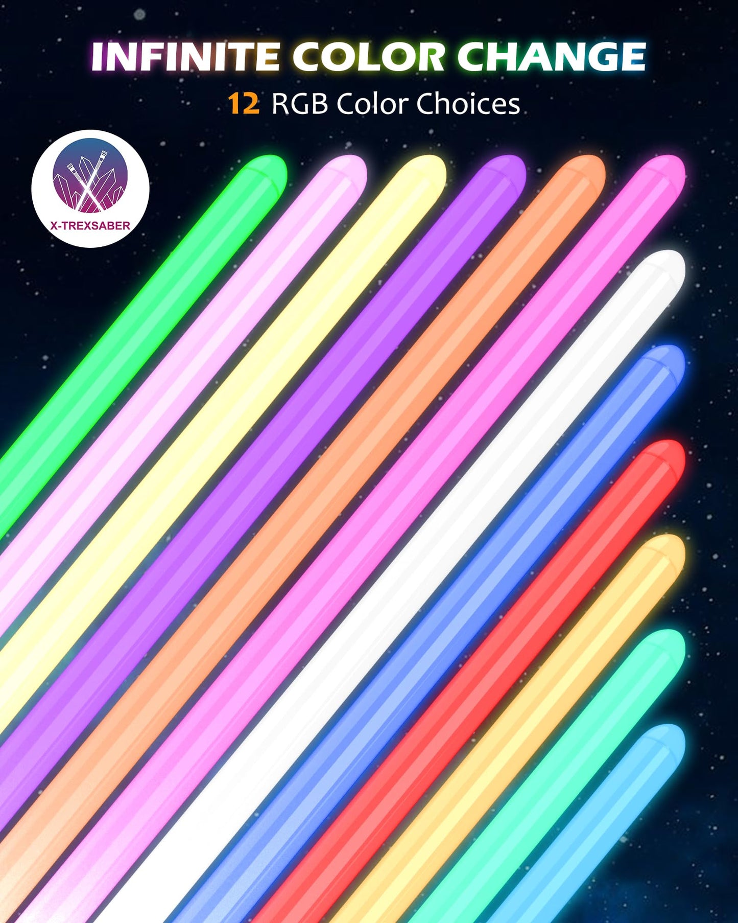 Lightsaber,RGB FX Light Saber,Double Dueling Lightsaber with Length 41.54 inches,2Packs Real 12 Colors Light Sabers for Adults, Lightsabers for Kids Birthday Christmas/Halloween Cosplay Party