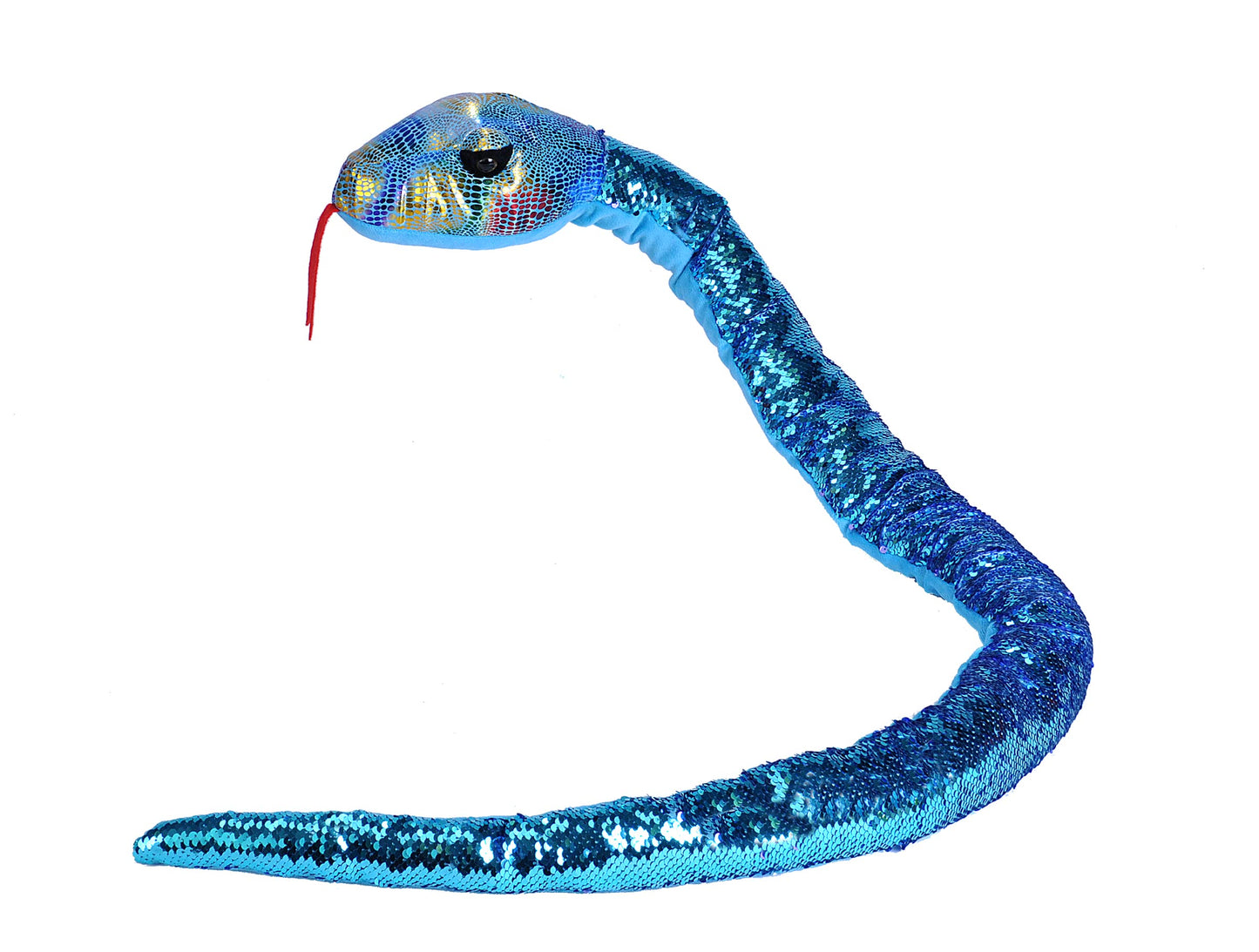 Wild Republic Sequin Snake Plush, Stuffed Animal, Plush Toy, Gifts for Kids, Teal & Purple, 54"