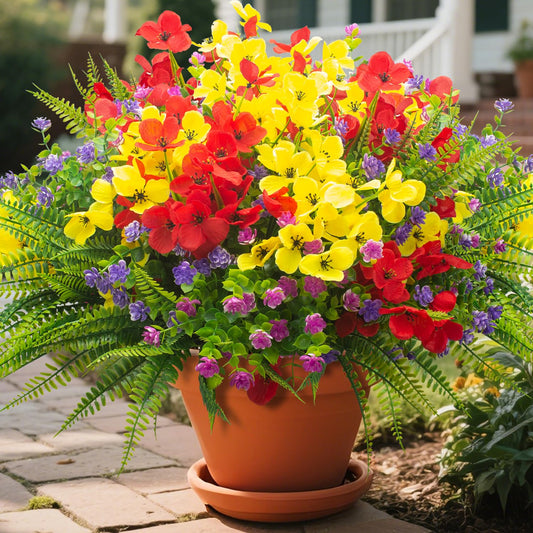 AITISOR 20 Packs Artificial Flowers Outdoor, Faux Plants UV Resistant Plastic Greenery for Hanging Planter Porch Window Home Wedding Spring Summer Decor