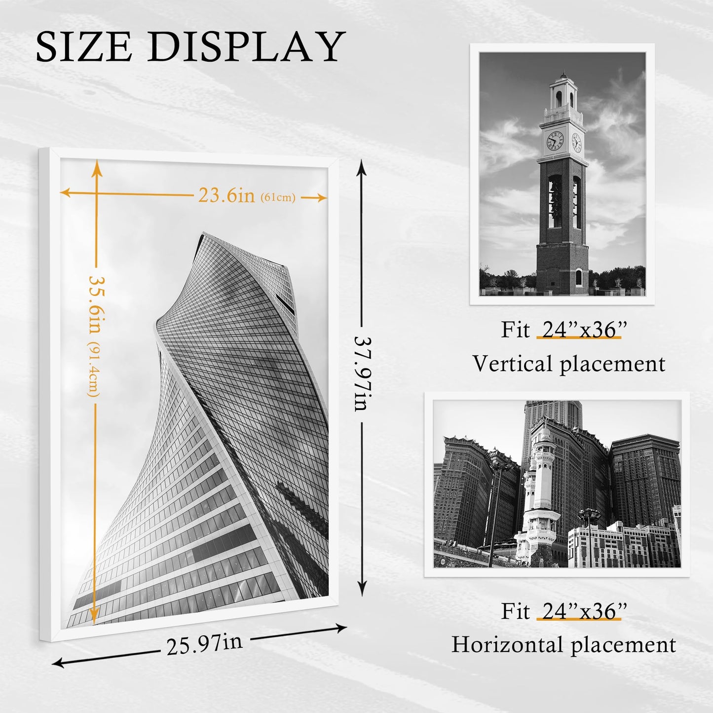 YiTanli 24x36 Poster Frame 2 Pack, White Poster Frame 24 x 36 inches for Pictures and Art Prints, 36x24 Picture Frame Horizontal or Vertical Wall Mounting