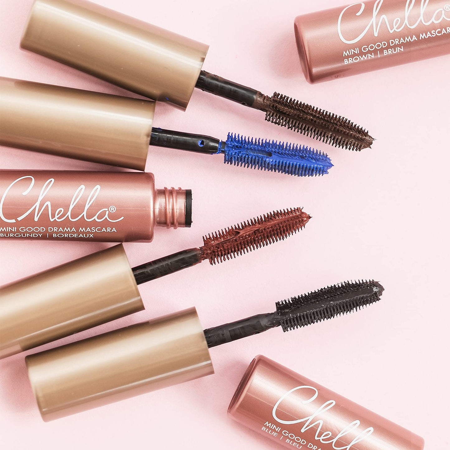 Chella Drama & Shade Mini Good Drama Mascara Set, Set of 4 Travel Sized Mascara with Travel Bag
