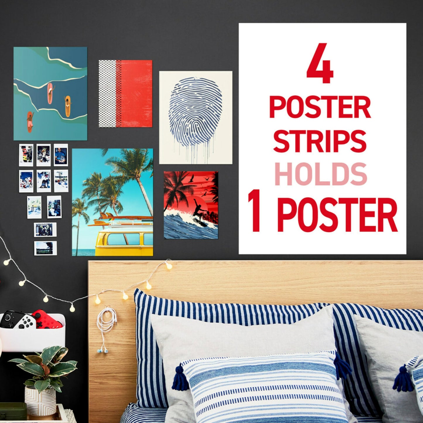 Command Poster Strips, 400 Command Strips Damage Free Hanging Poster Hangers, No Tools Wall Hanging for Home, Room, Wall, and Office Decor