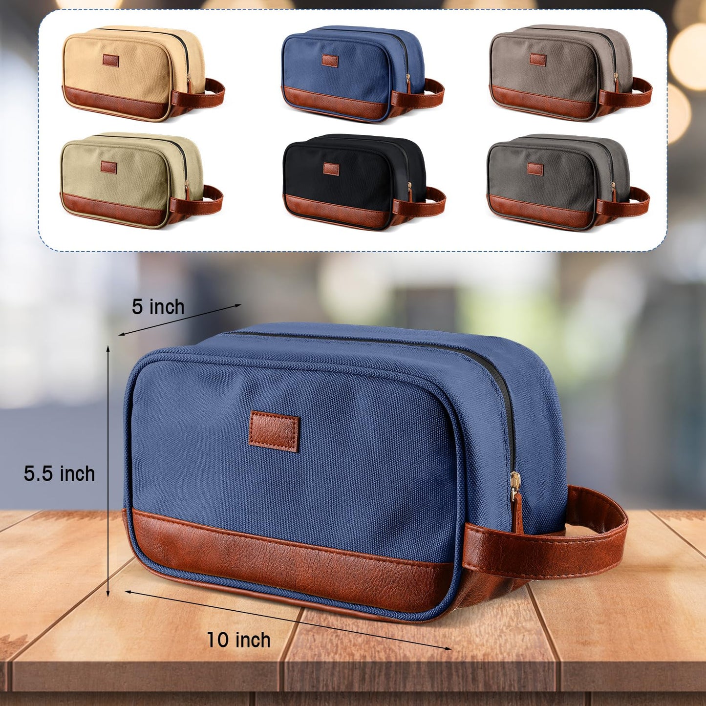 Paterr 6 Pcs Men's Toiletry Bags for Traveling Men's Shaving Bag for Toiletries Wedding Groomsmen Gifts Canvas and Leather Bathroom Bag for Men Gifts for Christmas Wedding Party Favors