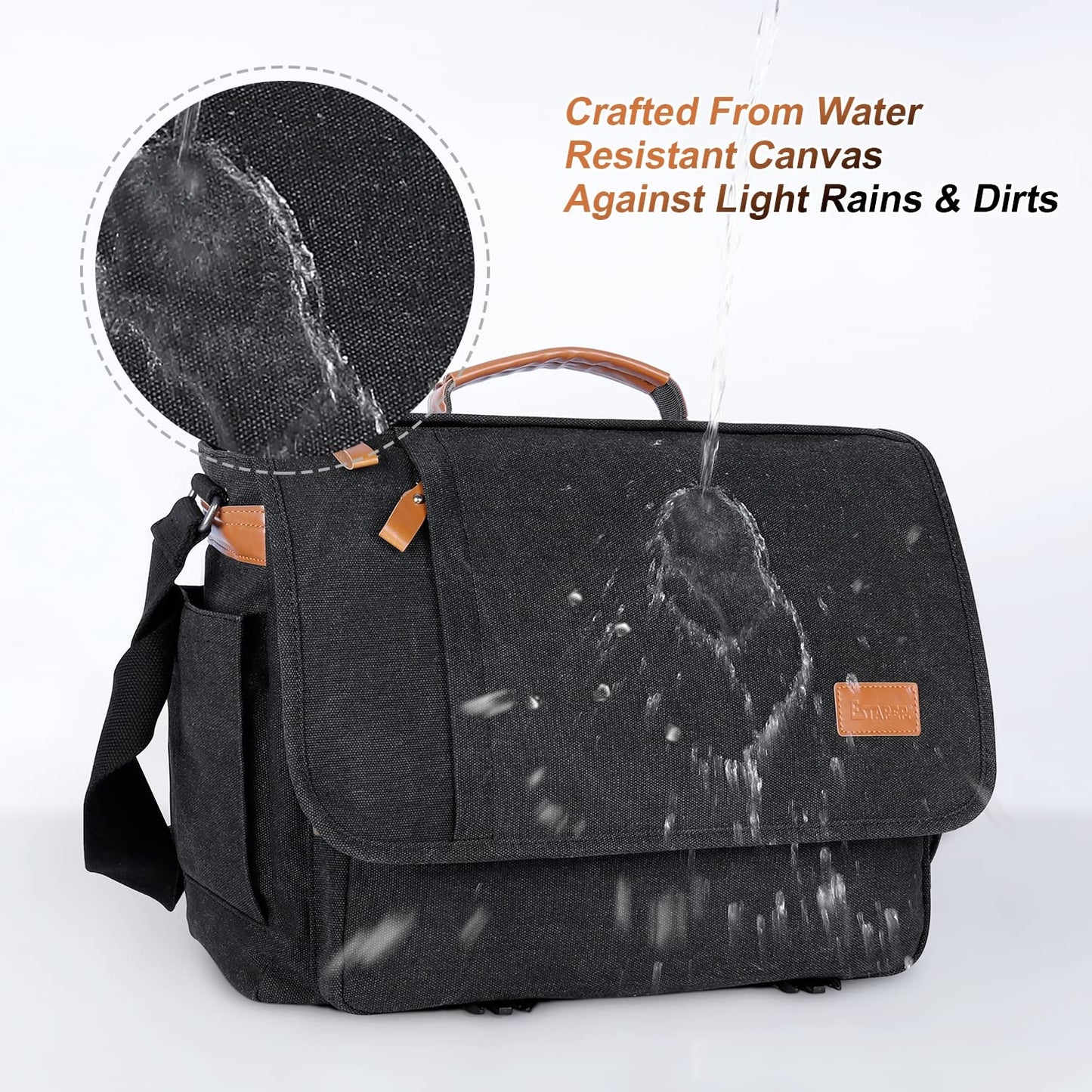 ESTARER Men Messenger Bag 15.6 inch, Water-resistant Canvas Computer Bag Work Bag, Laptop Shoulder Bag Briefcase Satchel, Dark Grey