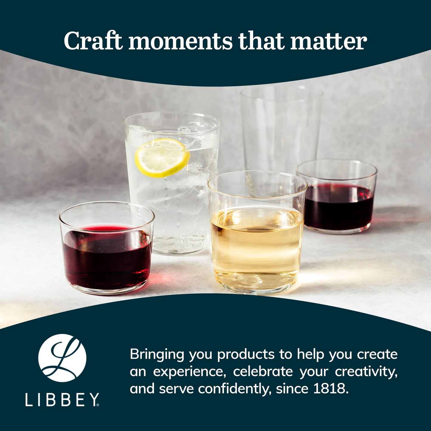 Libbey Café Tumbler Glass Set of 8, 19-Ounce, Dishwasher Safe Glass Cups Set, Versatile Kitchen Glassware for Casual Gatherings, Dinner Parties
