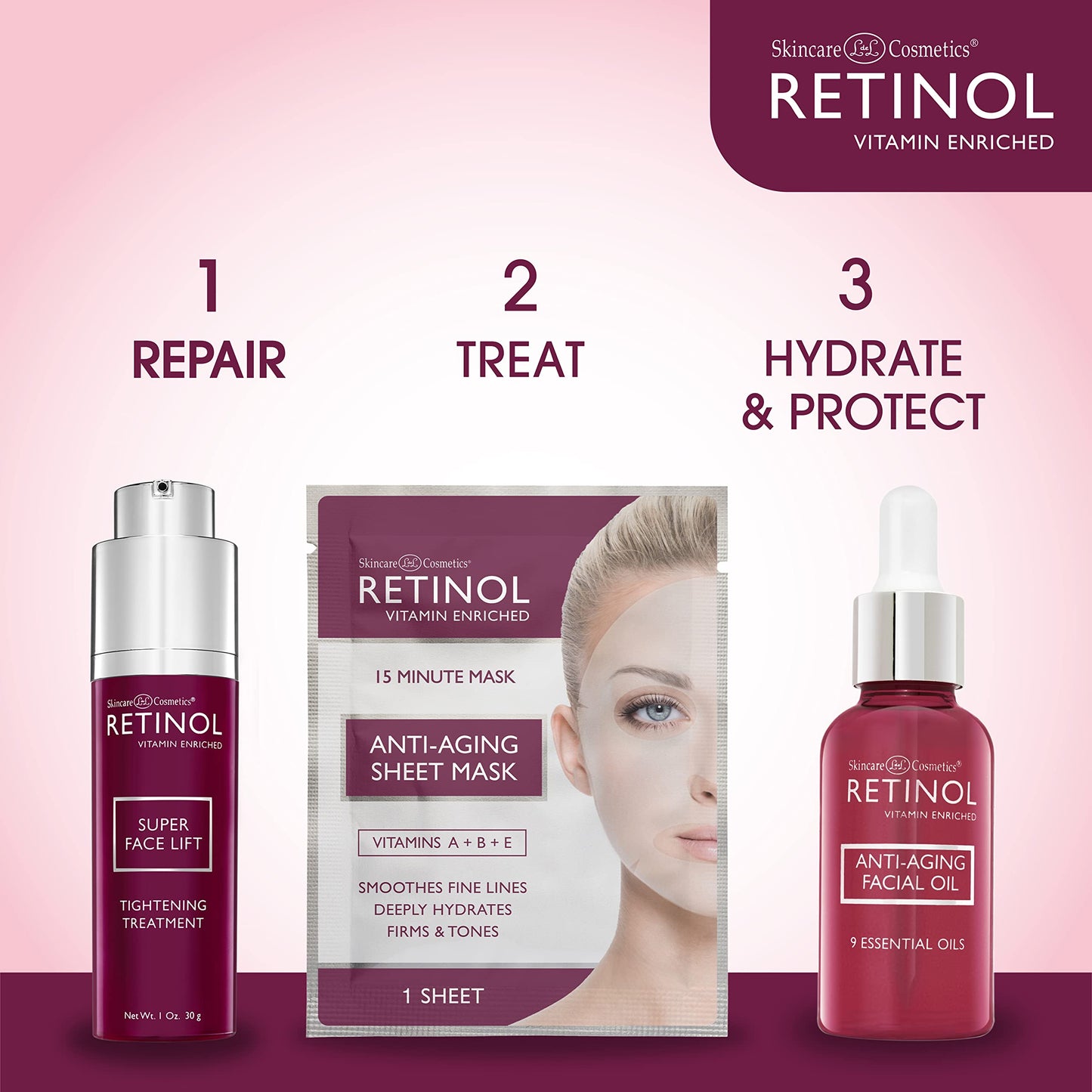 Retinol Super Face Lift - Visibly firms and tightens for a lifted, younger look. Infused, Vitamins C & E, this firming blend is a beauty “quick-fix”