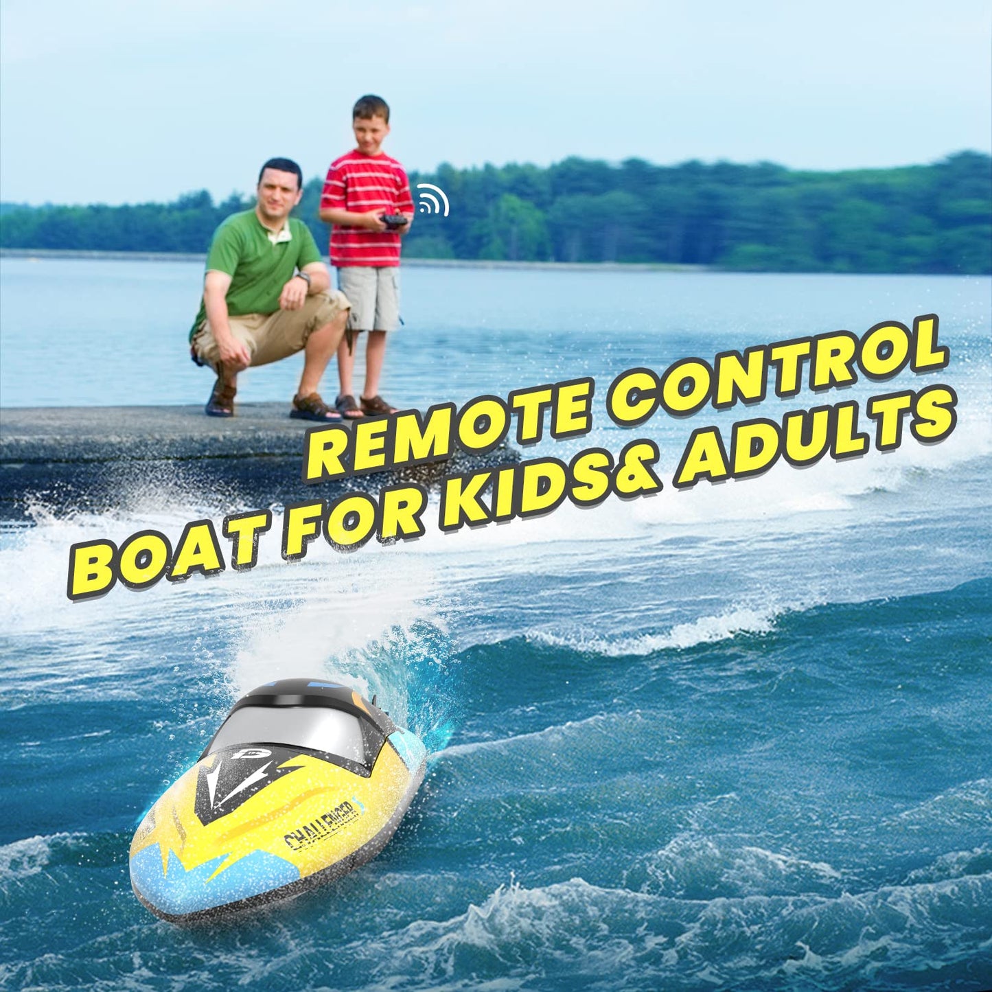 DEERC Brushless RC Boat, 30+ mph Fast Remote Control Boats with Never Capsize&Low Battery Alarm Function, 2.4GHz Racing Boat with LED Lights for Pools&Lakes, Speed Toy Gift for Adults Boys&Girls