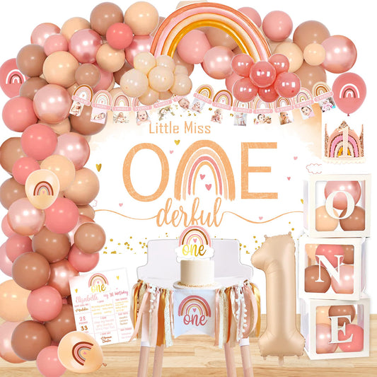 YJDFWAUT Boho Rainbow 1st Birthday Decorations, Bohemian First Decorations, Bohemian Rainbow Baby Monthly Milestone Photo Banner Highchair Banner, Neutral Rainbow Cake Topper Bohemian Crown Hat for Baby Girls First Birthday