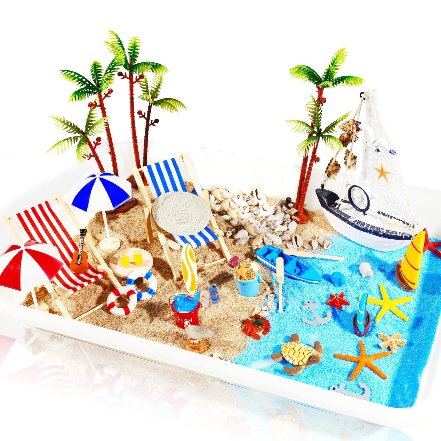 41 Pcs Miniature Summer Beach Accessories Ocean Diorama Supplies Sand Box Beach Theme Cake Decorations Sea Animal Figurines Shell Cake Topper Party Gifts Diorama Projects