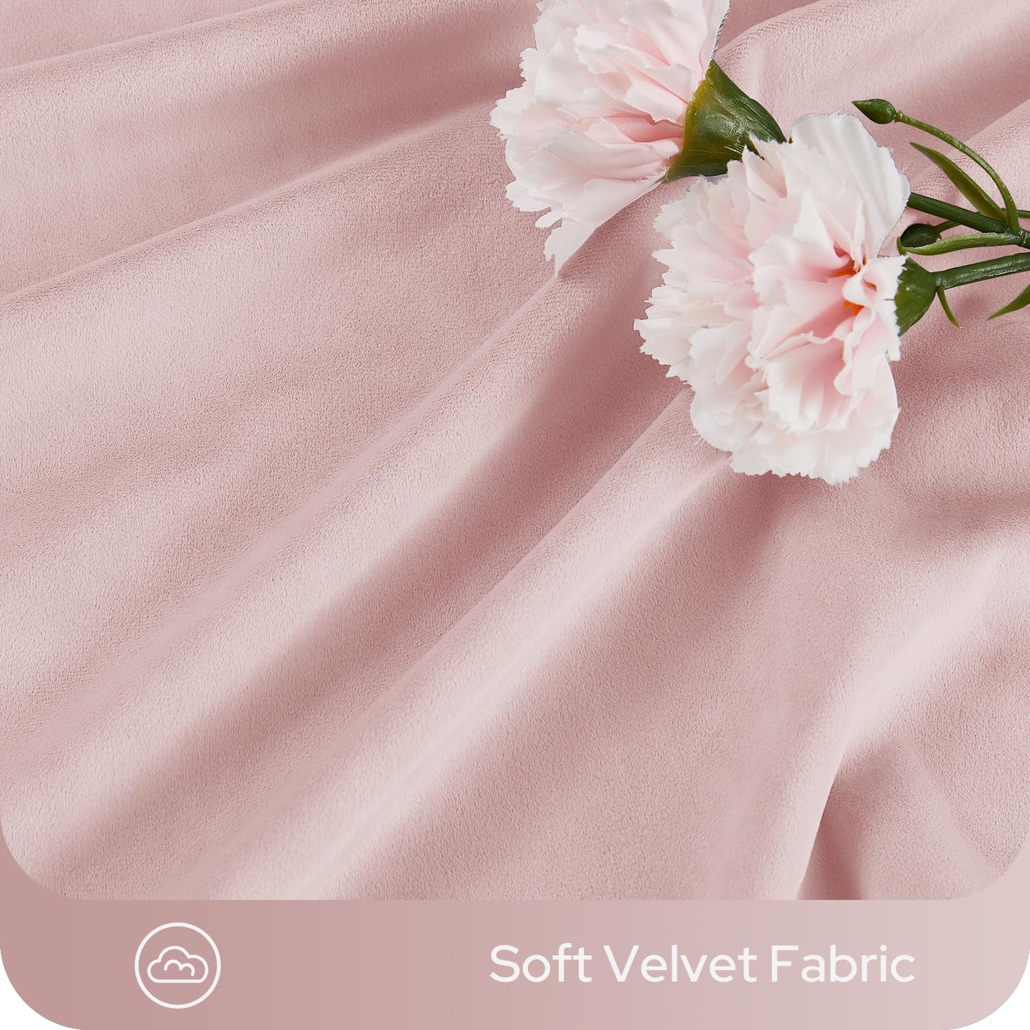 HOMEIDEAS 100% Blackout Pink Velvet Curtains, Thermal Noise Reduction Luxury Velvet Curtains for Bedroom Preppy Room Decor, Living Room, 52 X 84 Inch, 2 Panels
