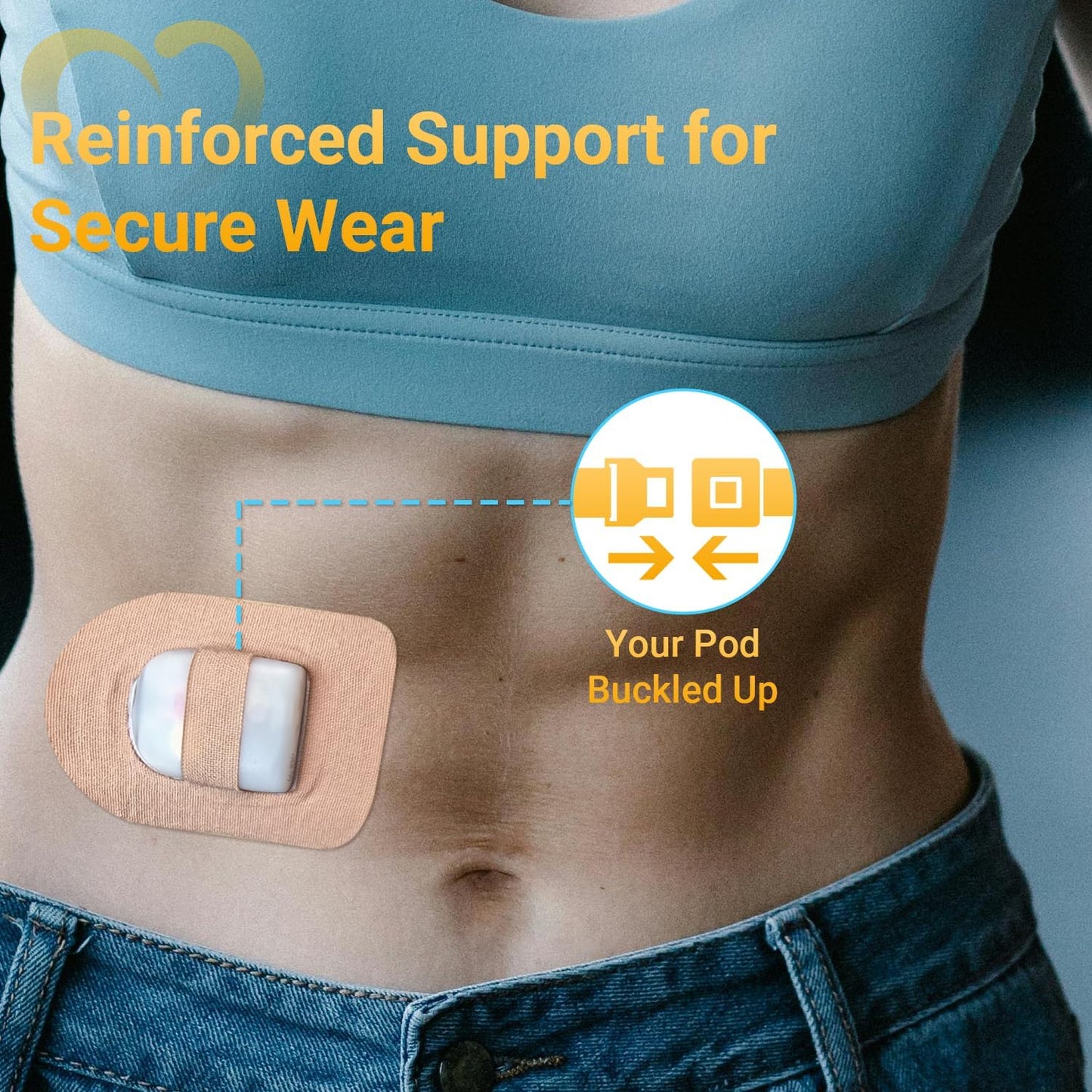 40 Pack Omnipod 5 Overpatches, Amolyfe Omnipod 5 Adhesive Patches Waterproof with Stretchable Strap, Optimized Split Backing for Easy Use, Breathable, Medical Adhesive (Tan)