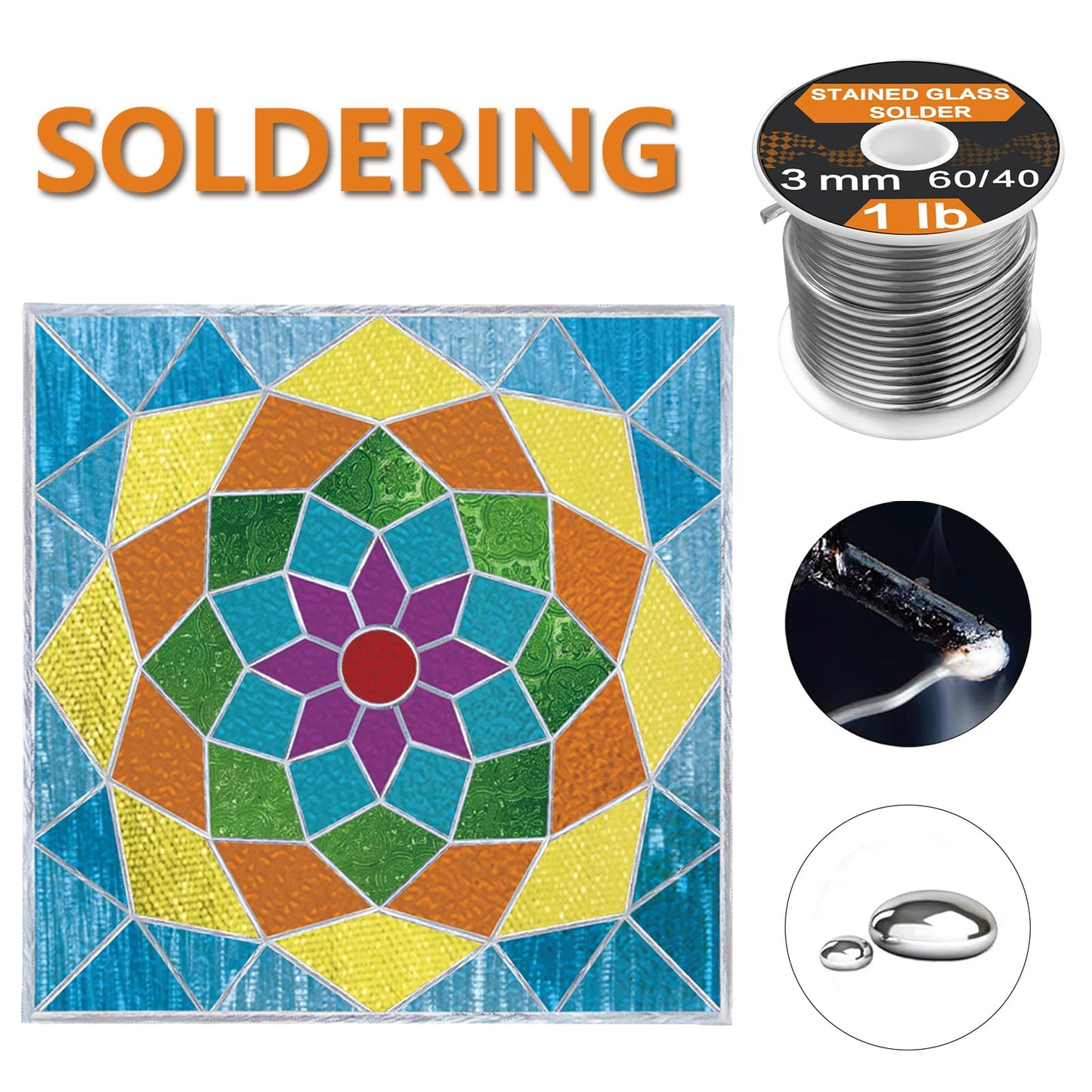 60/40 Solder for Stained Glass, 1/8"(3mm) Dia, 4 lb Pack, Supplied by ANOSON