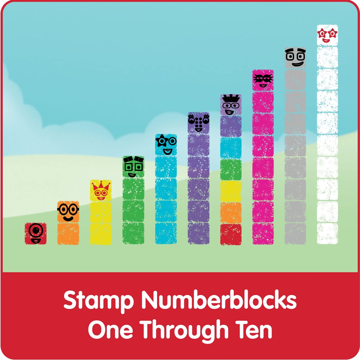 hand2mind Numberblocks Stampoline Park Activity Set, Washable Ink, Reusable Stamps, Toys, Stamp Set for Kids, Ink Pads Toys (20 Stamps and 12 Pads), Multicolor (94563)