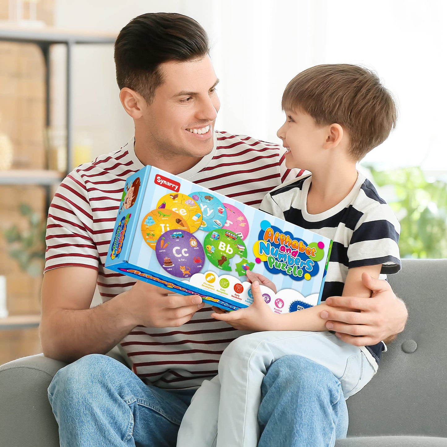 SYNARRY Wooden Number and Alphabet Puzzles for Kids 3-5, ABC Learning for Toddlers Ages 3+, Preschool Activities Letter Puzzles Montessori Educational Toys Gifts 4 5 6 7 8 Year Old Boys Girls