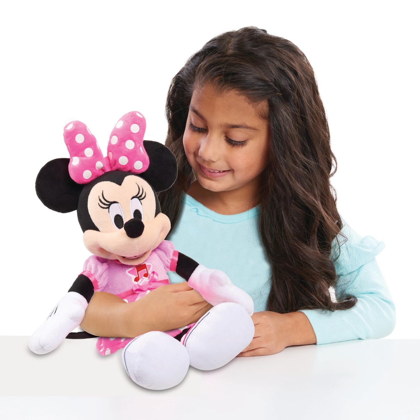 Disney Junior Mickey Mouse Funhouse Singing Fun Minnie Mouse 13 Inch Lights and Sounds Feature Feature Plush, Sings Bowtoons Theme Song, Officially Licensed Kids Toys for Ages 3 Up, Gifts and Presents
