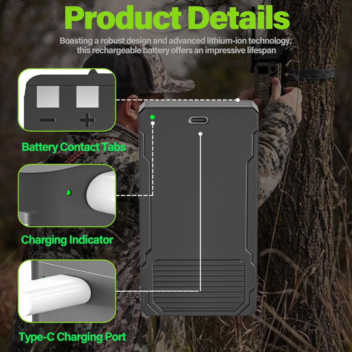 DMMNS 2-Pack Upgrade Rechargeable Batteries,Replacement for LIT-22 Rechargeable Lithium Battery Pack(7.7V,6.37Ah),Compatible with Trail Camera Flex-M Flex G-36 Flex-Plus Flex-S(Include Type-C Cable)