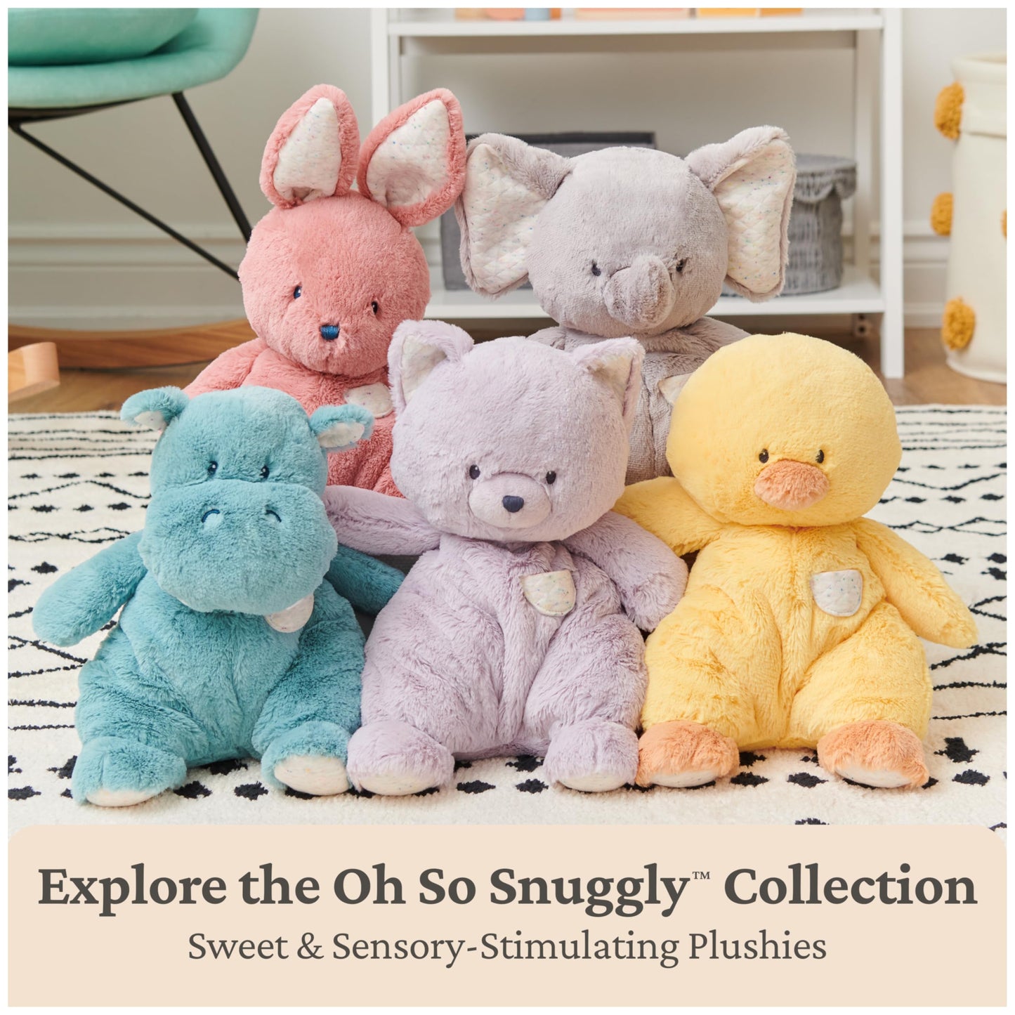Baby GUND Oh So Snuggly Hippo Large Plush Stuffed Animal for Babies and Infants, Teal, 12.5”