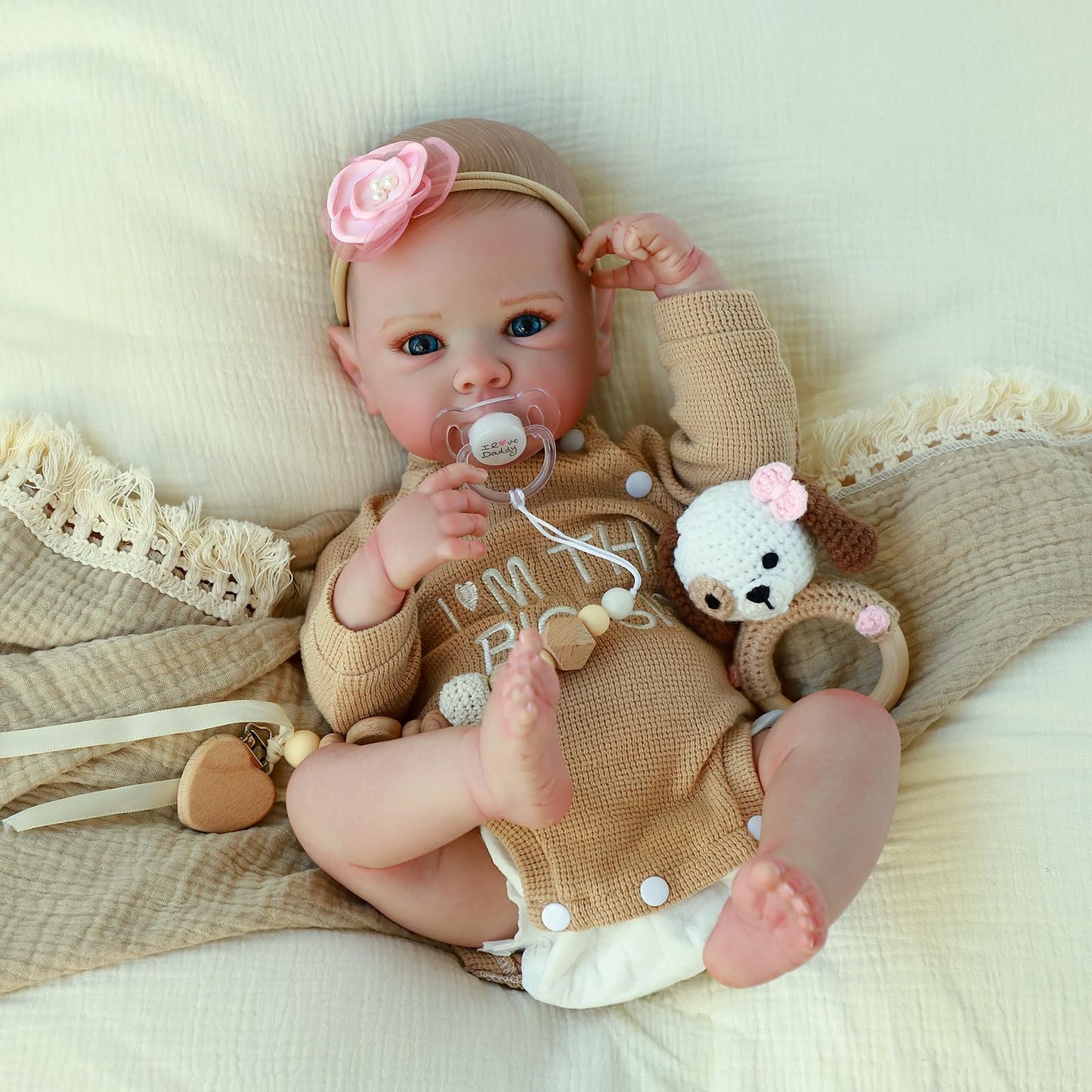 KSBD Realistic Reborn Baby Dolls - 20 Inch Cute Silicone Baby Girl Doll， Lifelike Newborn with Full Vinyl Body， Real Life Baby Dolls with Accessories for 3+ Years Old Kids Gifts