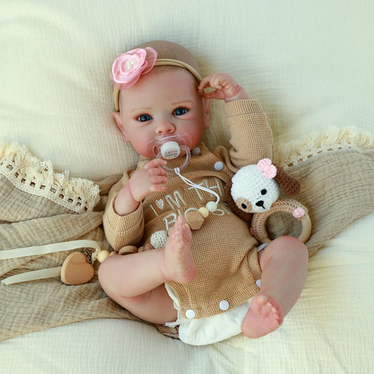 KSBD Realistic Reborn Baby Dolls - 20 Inch Cute Silicone Baby Girl Doll， Lifelike Newborn with Full Vinyl Body， Real Life Baby Dolls with Accessories for 3+ Years Old Kids Gifts