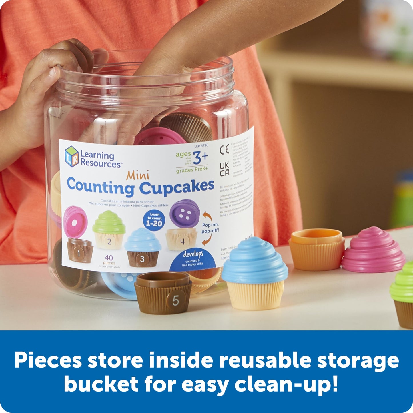 Learning Resources Mini Counting Cupcakes, Birthday Cake, Sensory Toys, Montessori Toys, Preschool Learning Activities, Play Food Sets for Kids Kitchen, Fine Motor Games