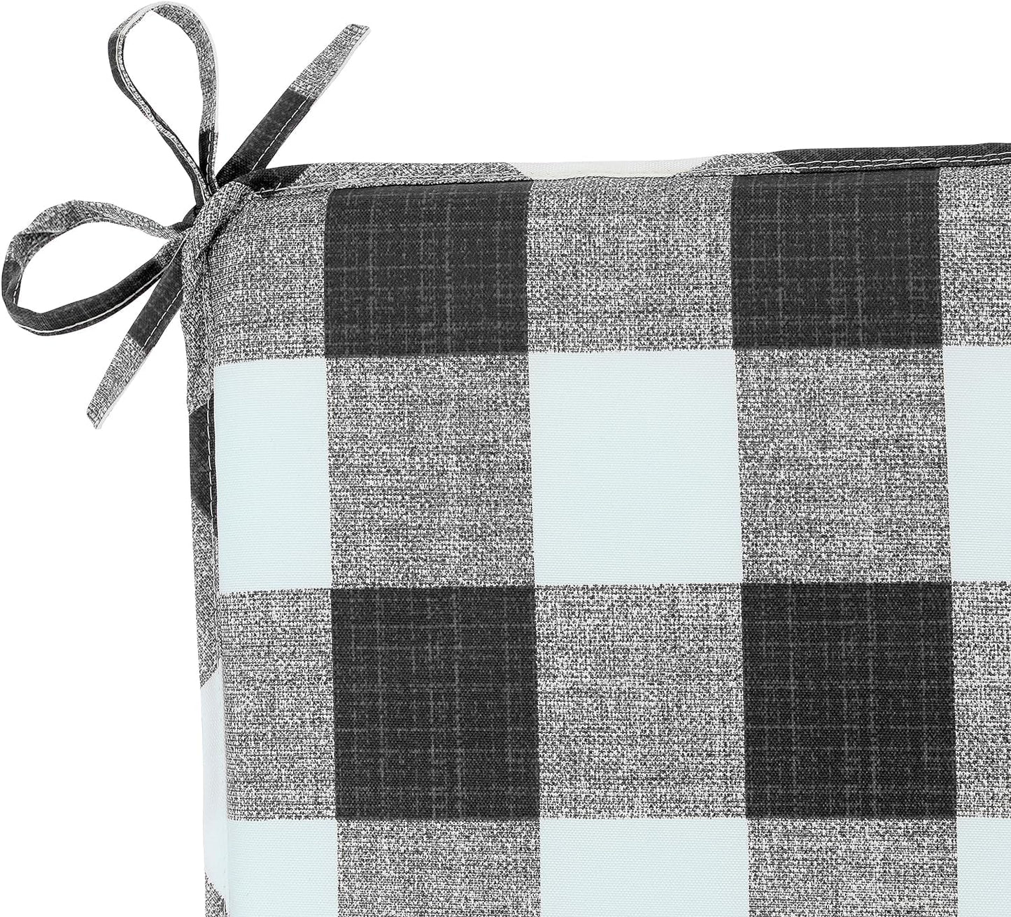 Klear Vu Porch Rocking Chair Cushion Set for Indoor and Outdoor Use, Assembled in The USA, Easy to Clean Stylish Seat and Back Pads with Fabric Ties, 20" x 17" x 2", Jurby Black/White