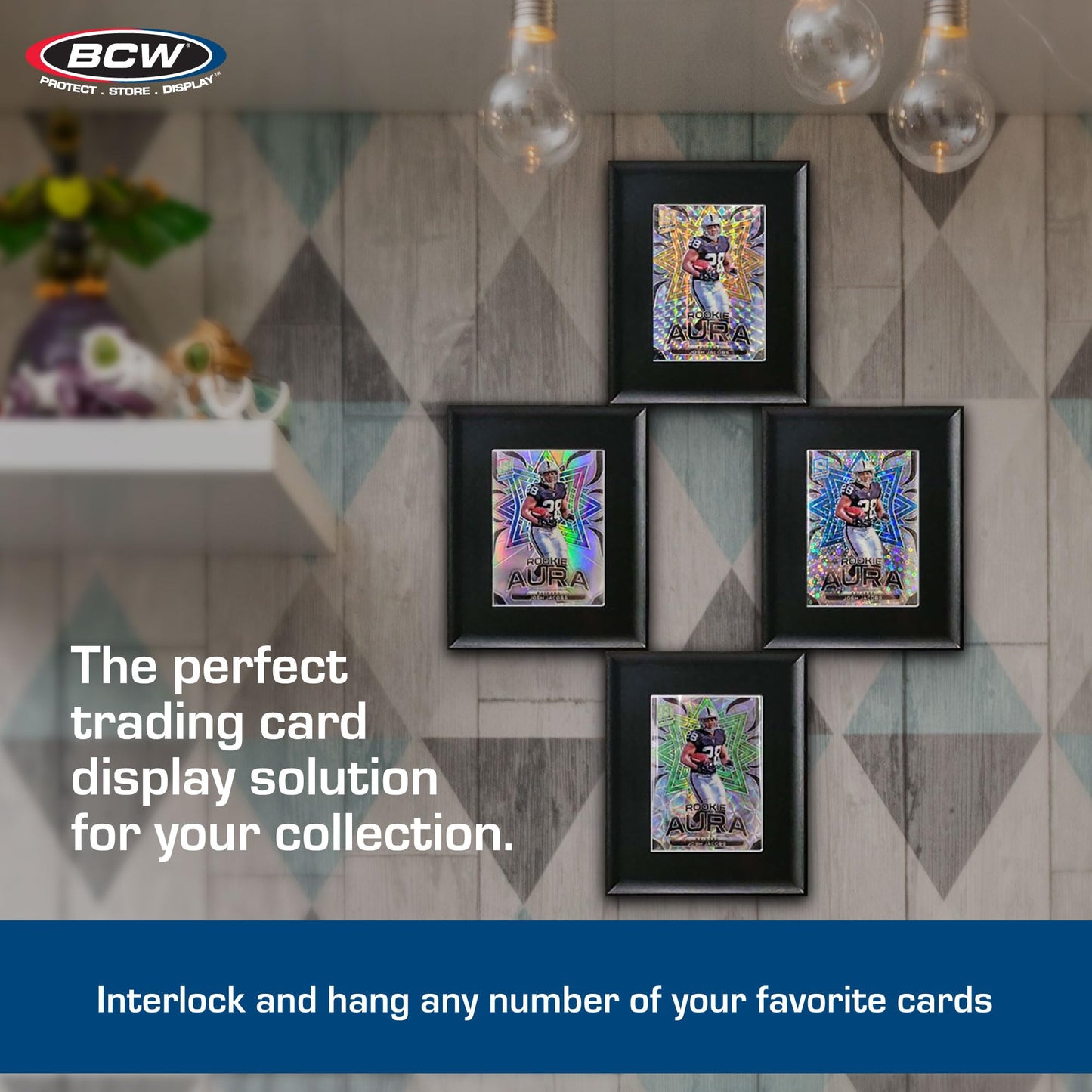 BCW Interlocking Card Frames - Black | Interlocking Frames Ideal for Collectibles, Trading Cards, and Memorabilia | Wall Display Frame (Standard Cards - 6 Pack)