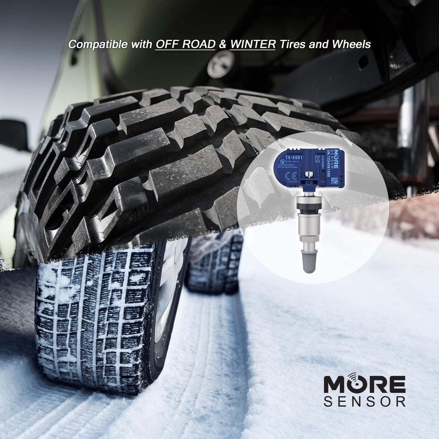 MORESENSOR Compact PRO Series 433MHz TPMS Tire Pressure Sensor 4-Pack | Preprogrammed for Select 130+ European Brand Models | Replacement for 0025406917 | Clamp-in | KX-S047-4