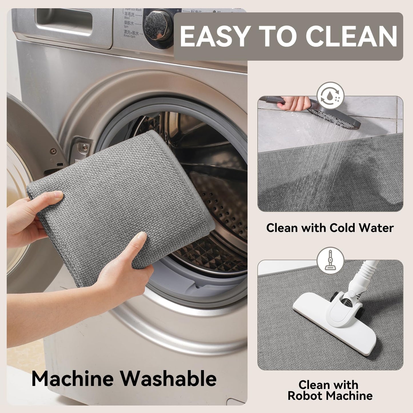 YDKGL Kitchen Mat Set of 2 PCS, Anti Fatigue Kitchen Mats for Floor, Linen-Look Woven Absorbent Kitchen Runner Rugs Non Slip Washable Comfort Standing Mats for Kitchen, Front of Sink