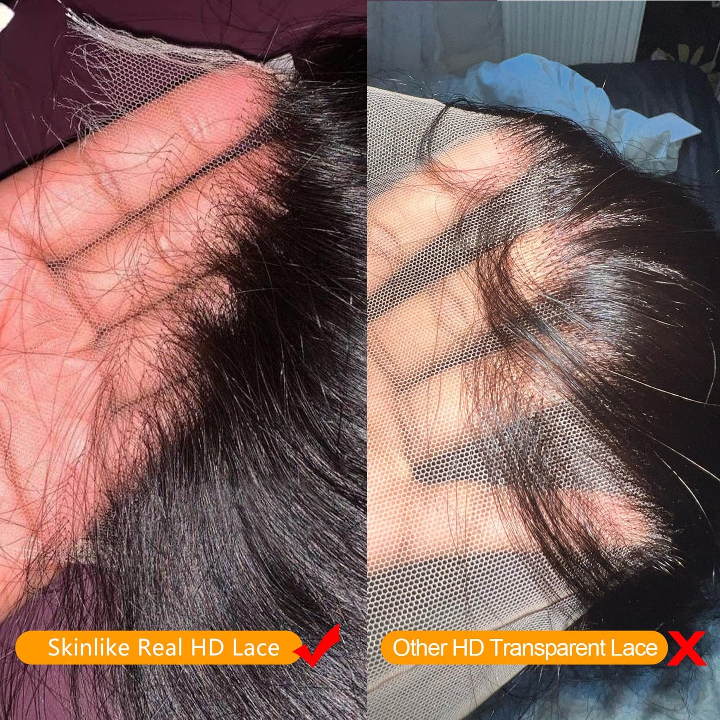 MEODI 5x5 Skinlike HD Lace Closure Only, Pre-plucked Bleached Small Knot Ultra-thin Invisible Swiss HD Lace Straight Human Hair 16 Inch