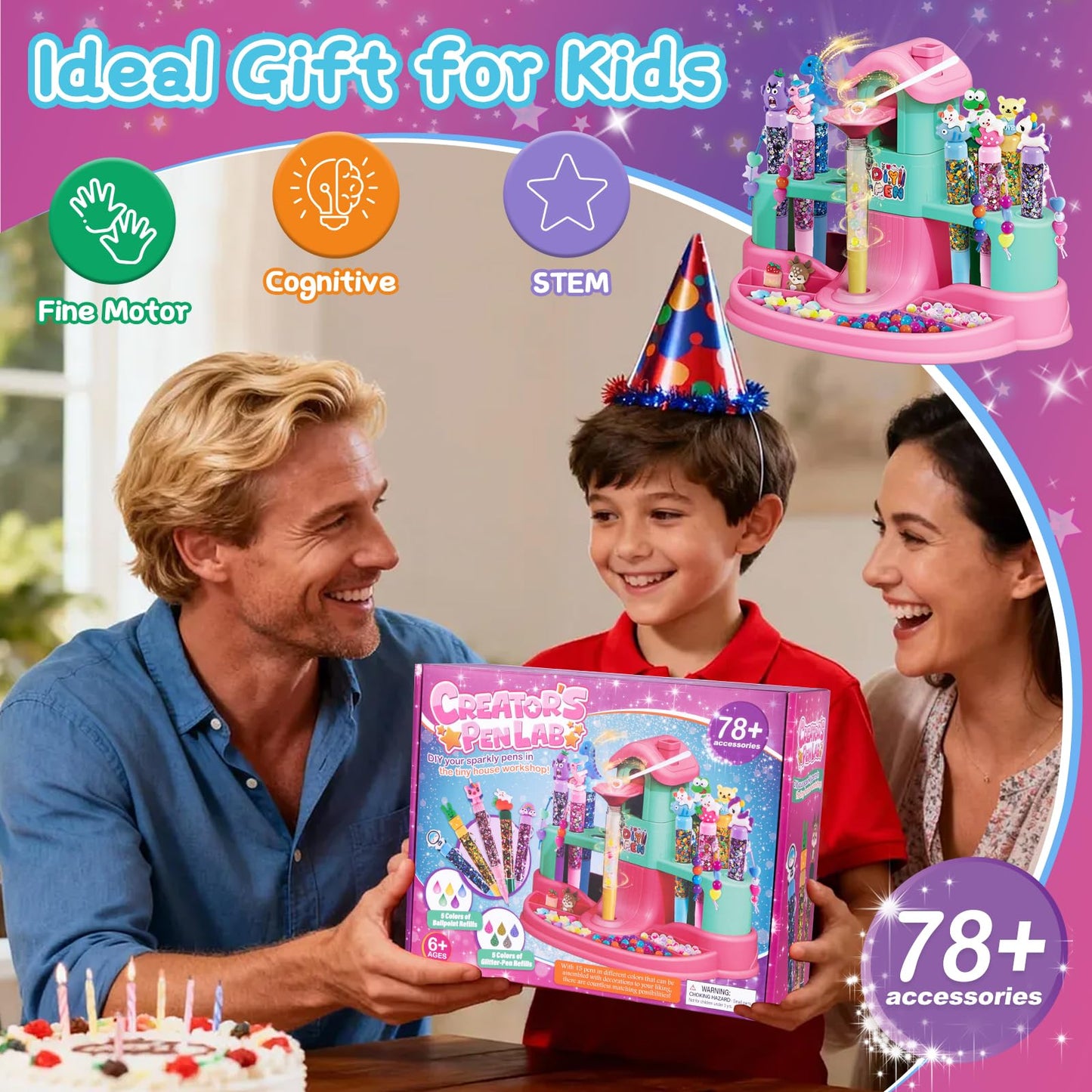 Subao 78+ DIY Glitter Gel Pens Making Kit,Pen Creator Studio,Make Your Own 15 Sparkly Colorful Pens,Creative Arts and Crafts for Kids,Birthday Xmas Gifts for Girls 5 6 7 8 9 10 11 12 Years Old
